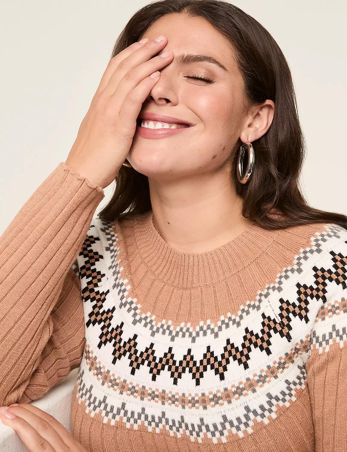 Rib Fair Isle Sweater Dress Product Image