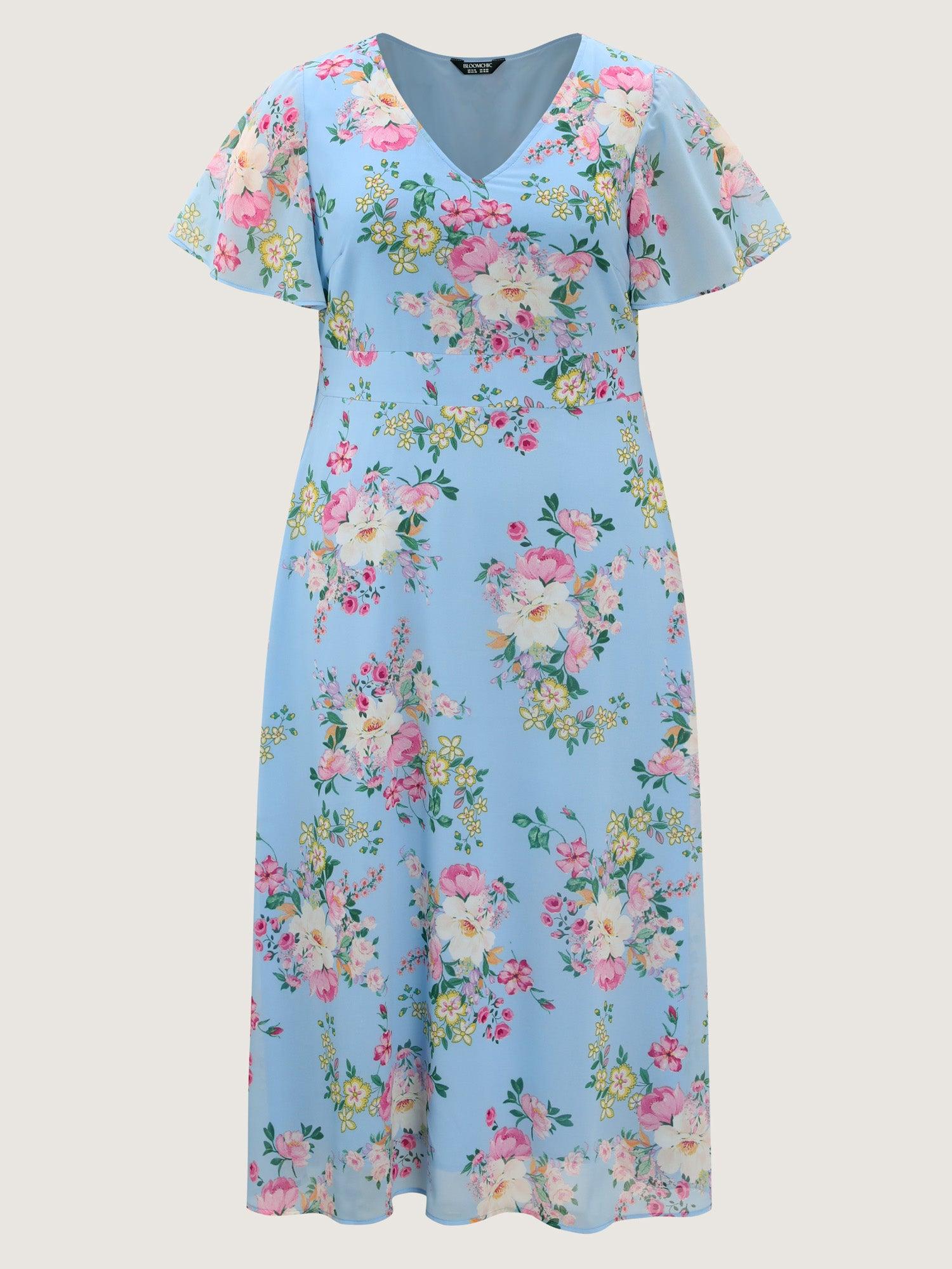 Elegant Floral Print Flowy Maxi Dress Female Product Image