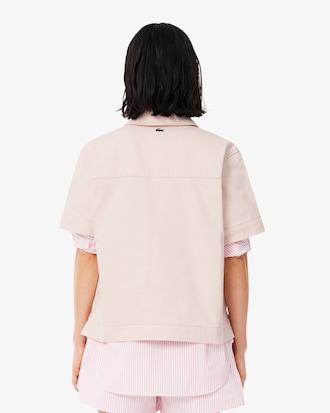 Oversized Denim Polo Shirt Product Image