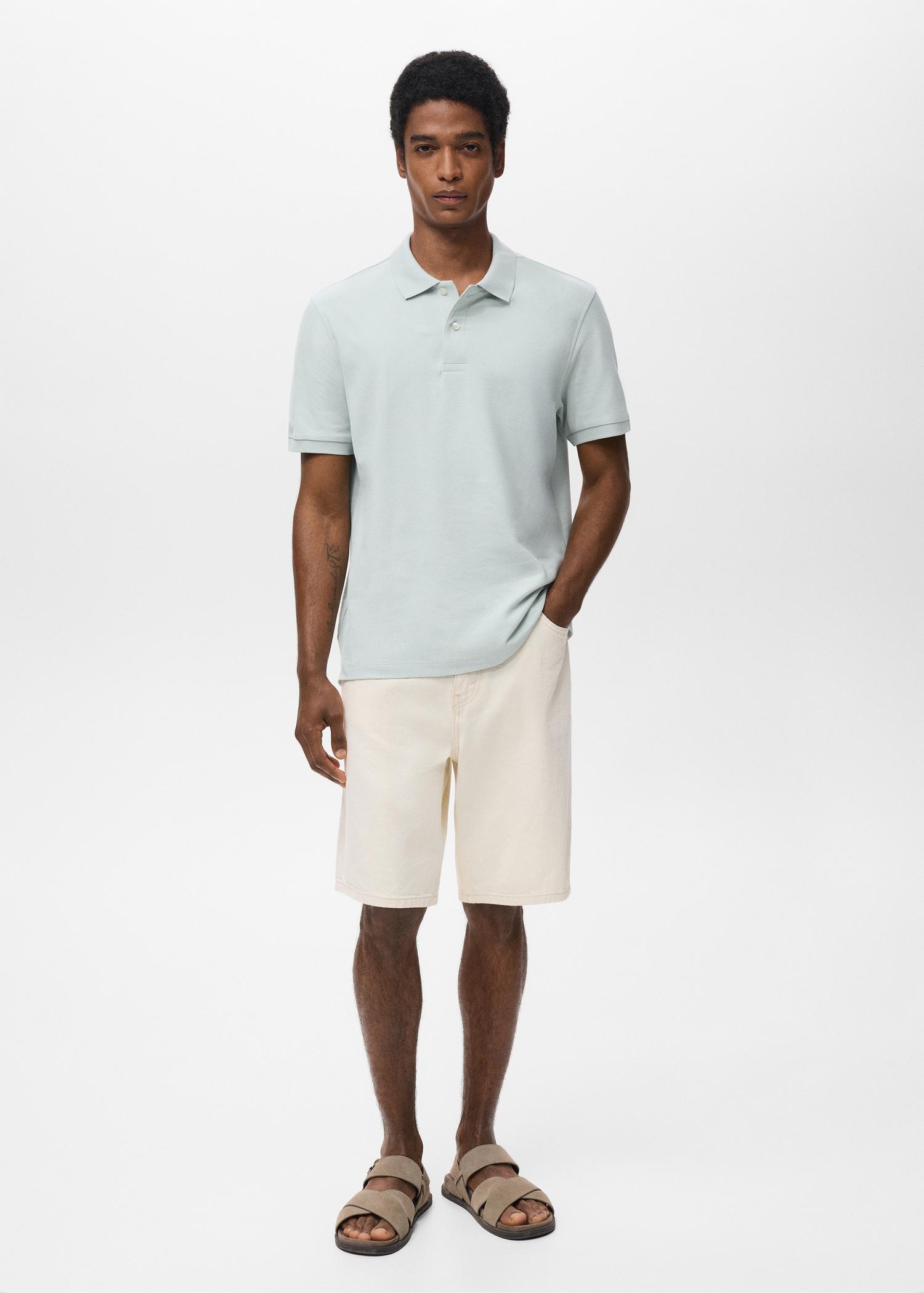 Regular-fit cotton piqué polo shirt - Men | MANGO USA Product Image