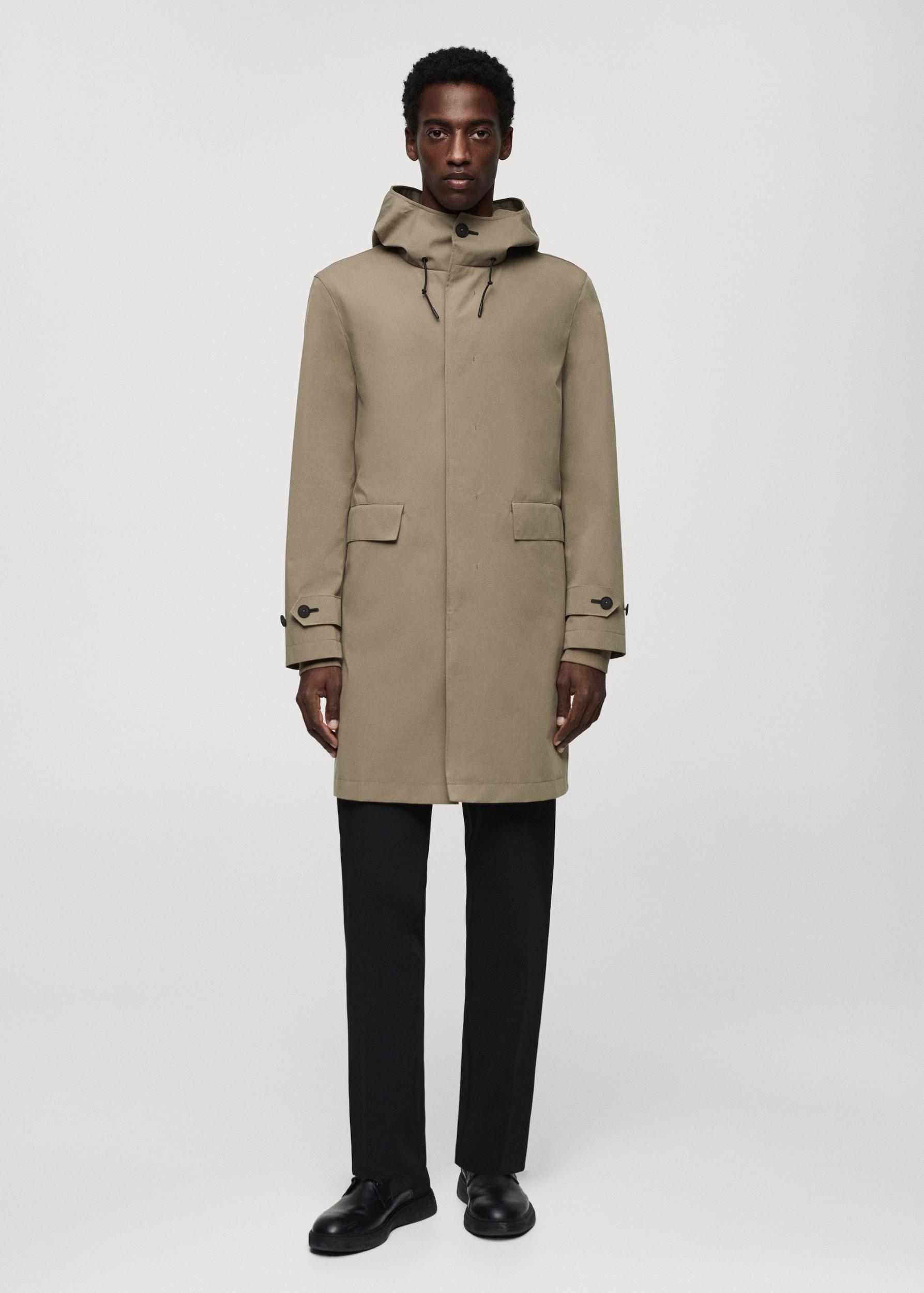 Water-repellent hooded parka - Men | MANGO USA Product Image