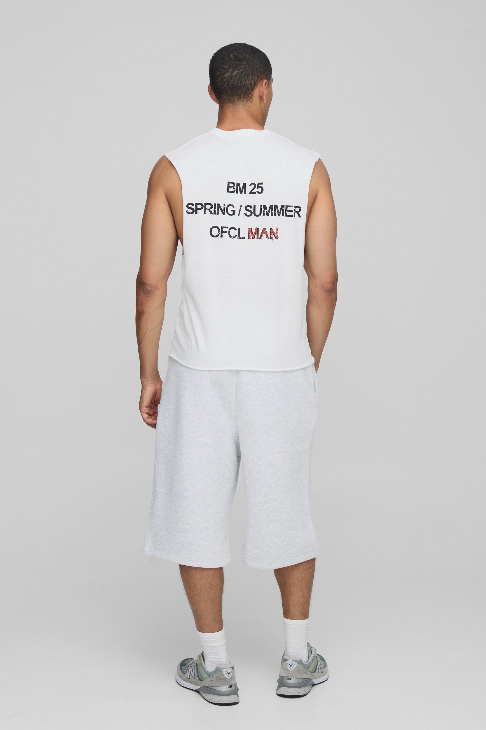 White Oversized Boxy Western OFCL Man Graphic Tank | boohooMAN USA Product Image