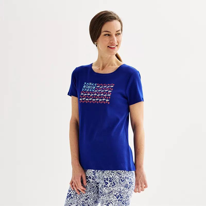 Women's Croft & Barrow® Essential Crewneck Tee, Size: XL, Red Usa Graphic Product Image