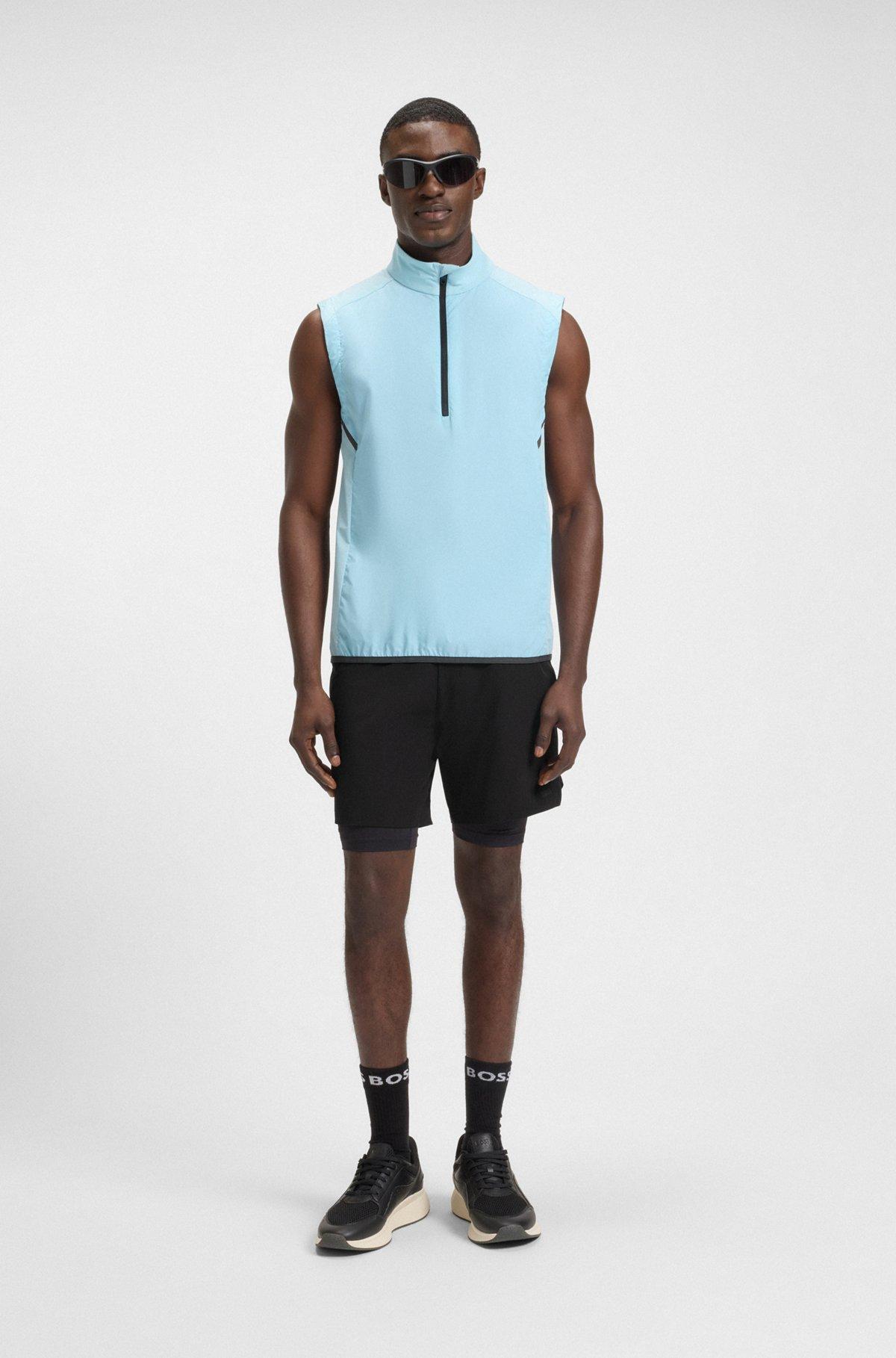 BOSS - Active double-layer shorts in quick-dry fabric - Black Product Image