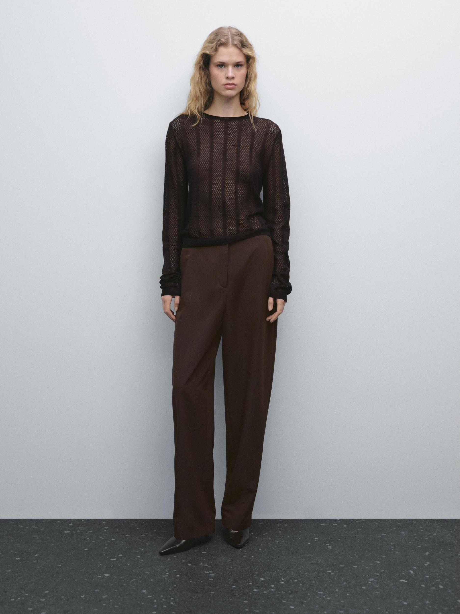 Cutwork wool blend sweater Product Image