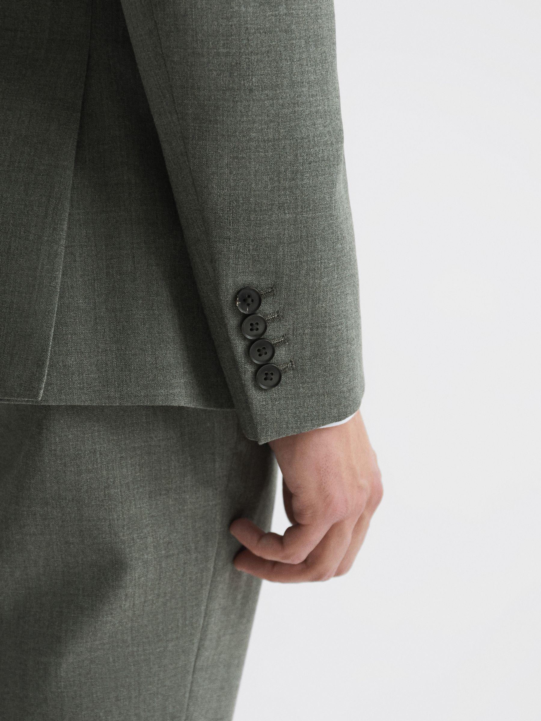 Single Breasted Slim Fit Wool Blazer in Green Product Image