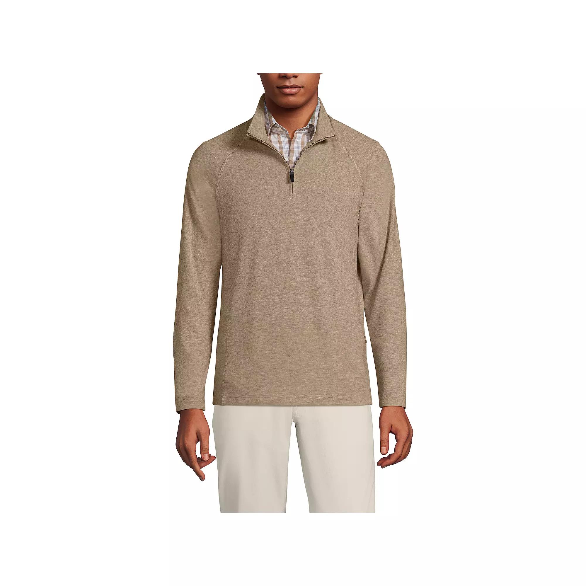 Men's Lands' End Long Sleeve Raglan French Terry Quarter Zip Sweatshirt,  Product Image
