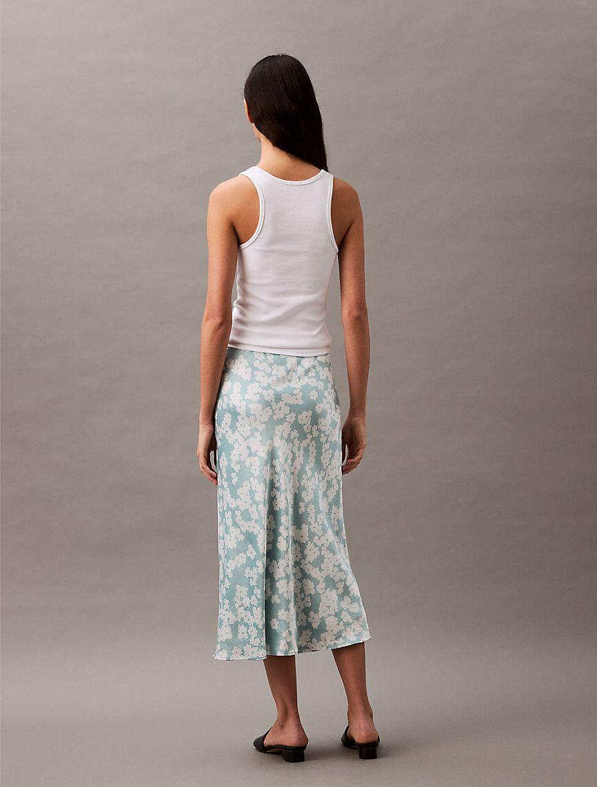 Crushed Satin Print Midi Skirt Product Image