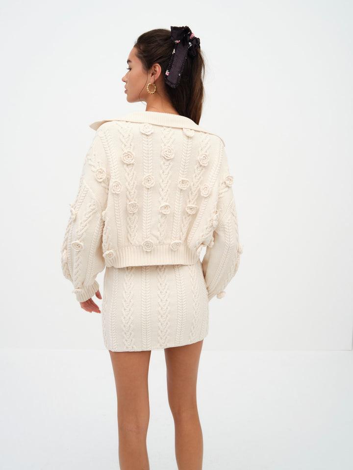 Martina Knit Mini Skirt — White Product Image