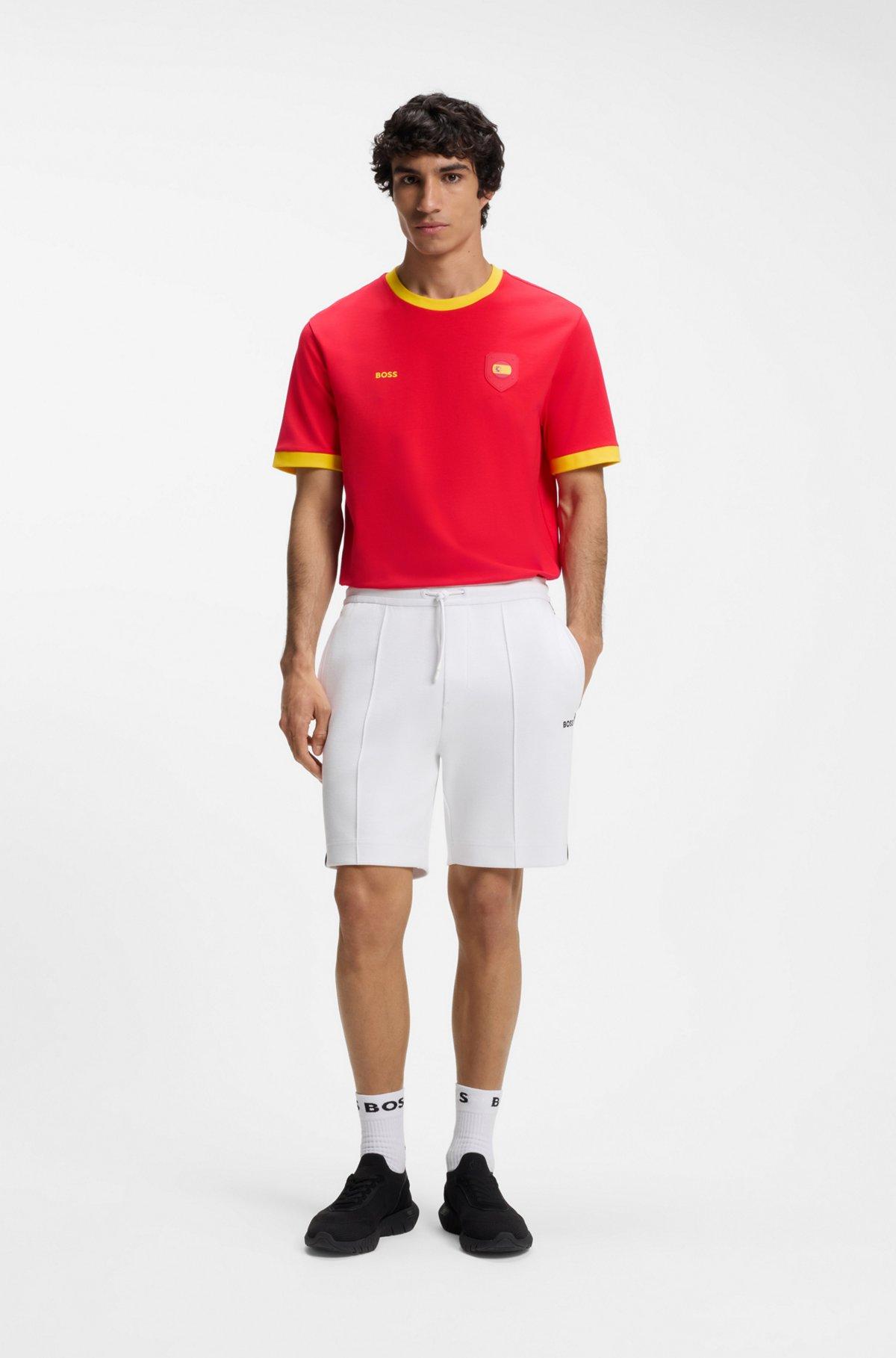 Stretch-cotton T-shirt with country flag and logo Product Image