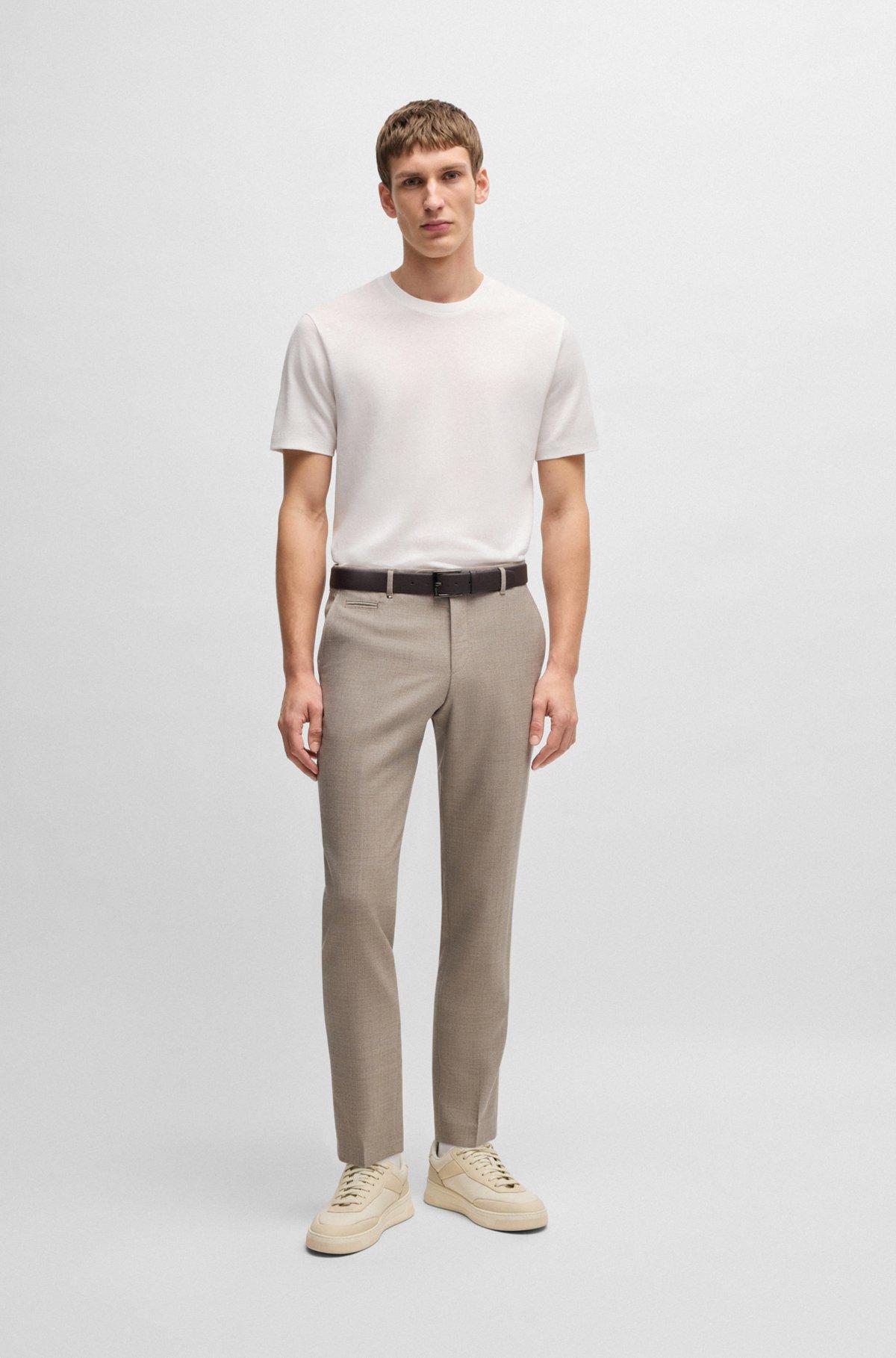 BOSS - Regular-fit T-shirt in cotton and linen - White Product Image