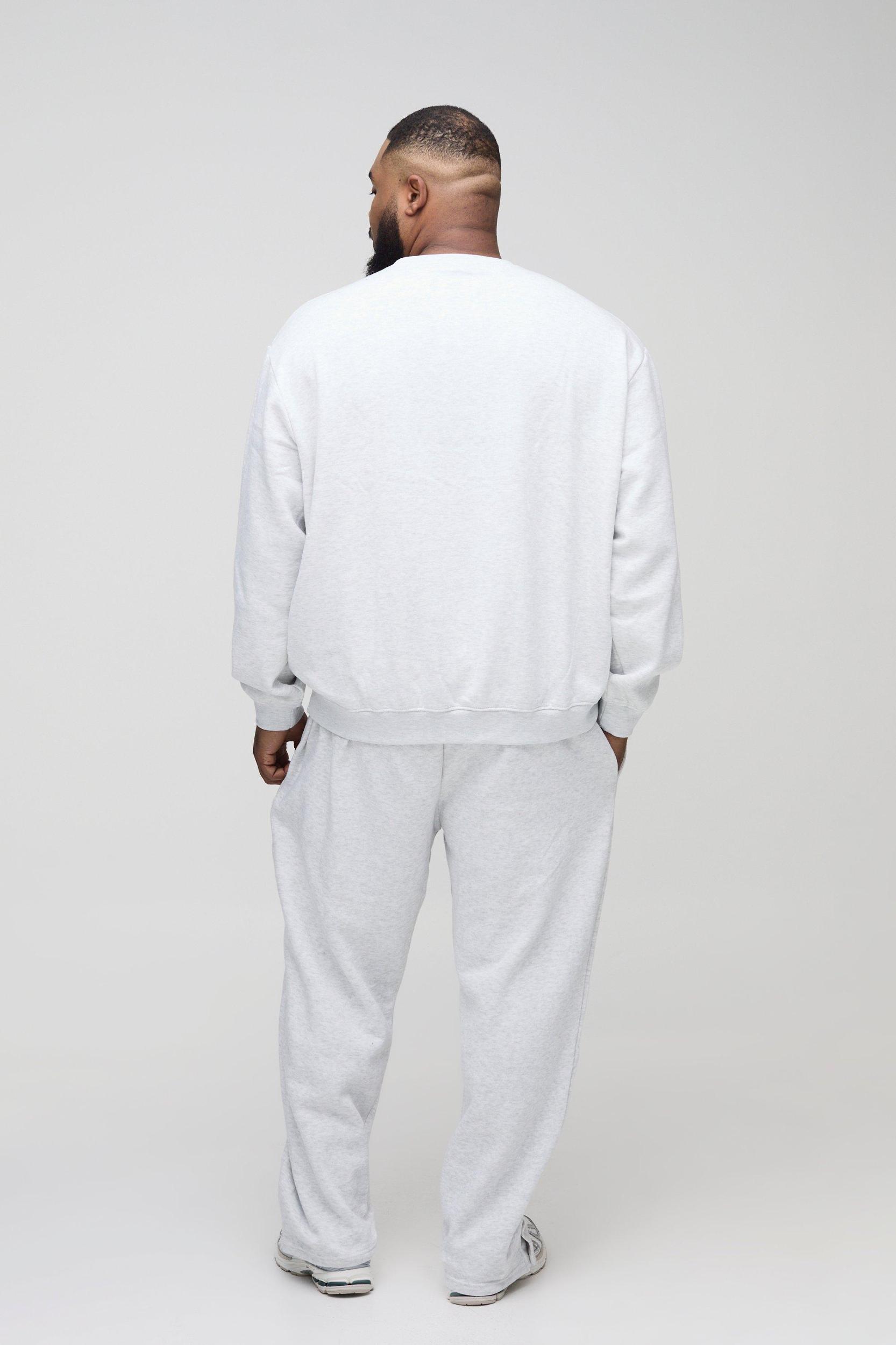 330GSM Plus Oversized Sweatshirt In Grey Marl | boohooMAN USA Product Image