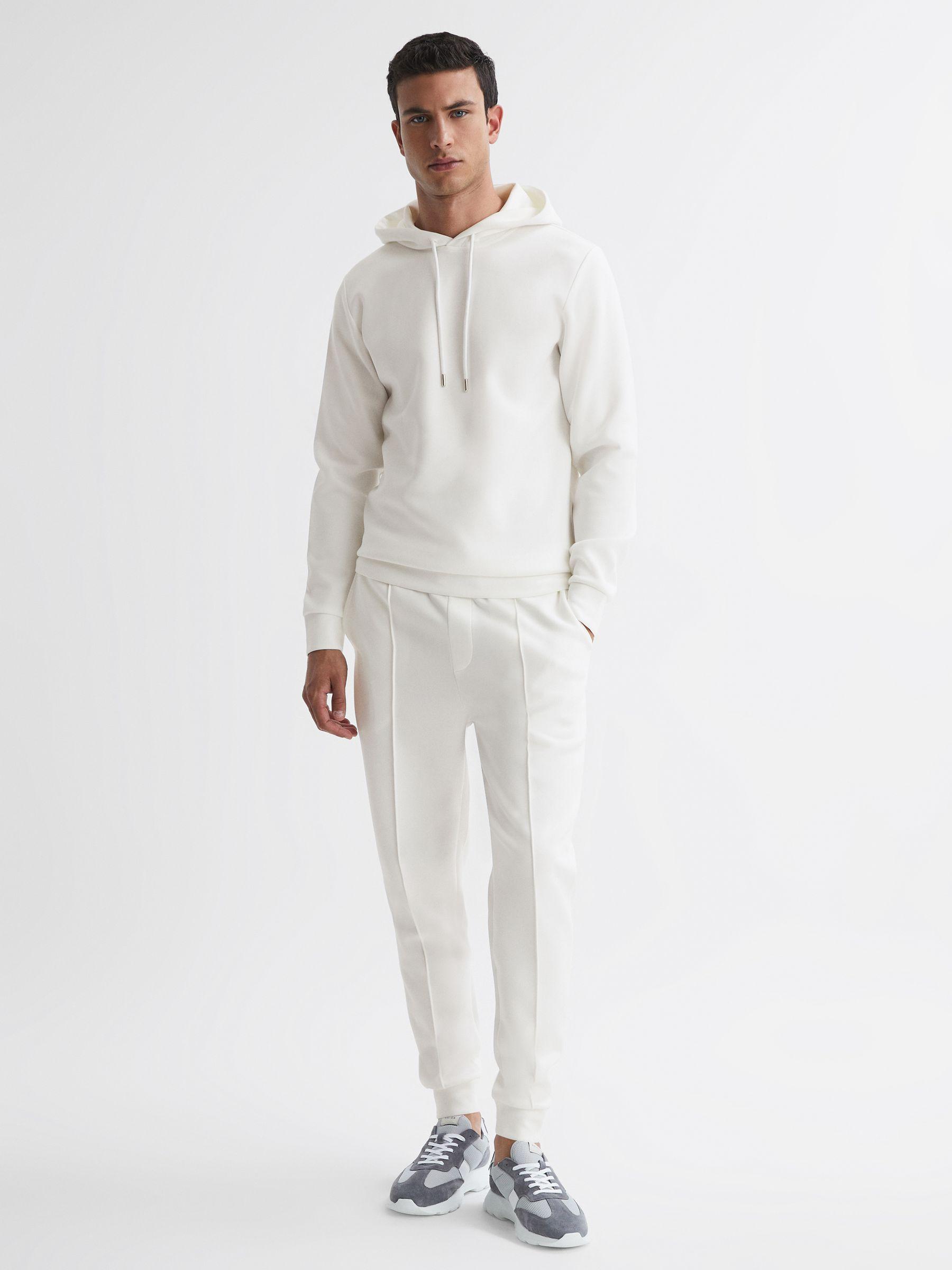 Interlock Jersey Drawstring Hoodie in White Product Image