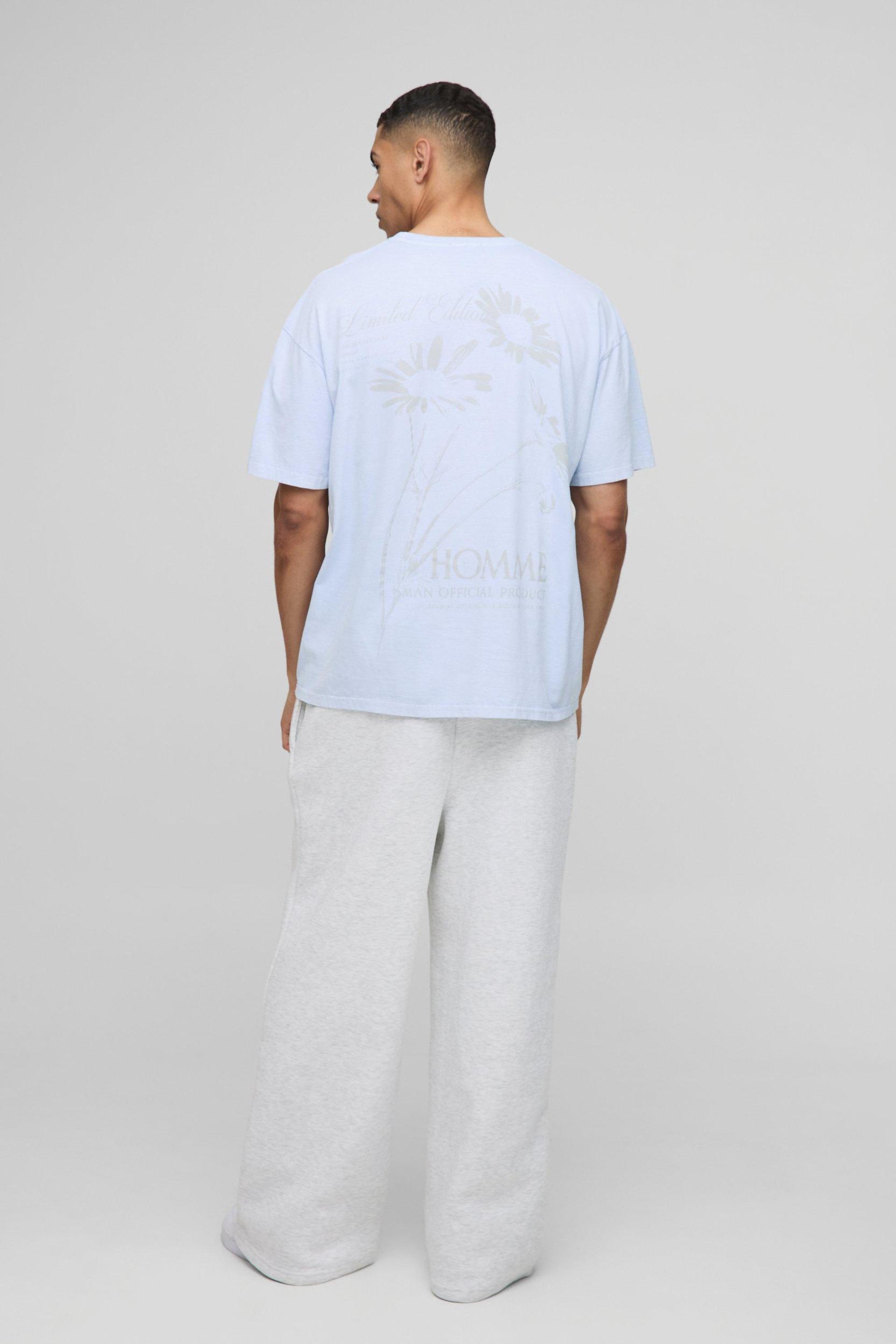 Oversized Homme Daisy Floral Washed T-Shirt | boohooMAN USA Product Image