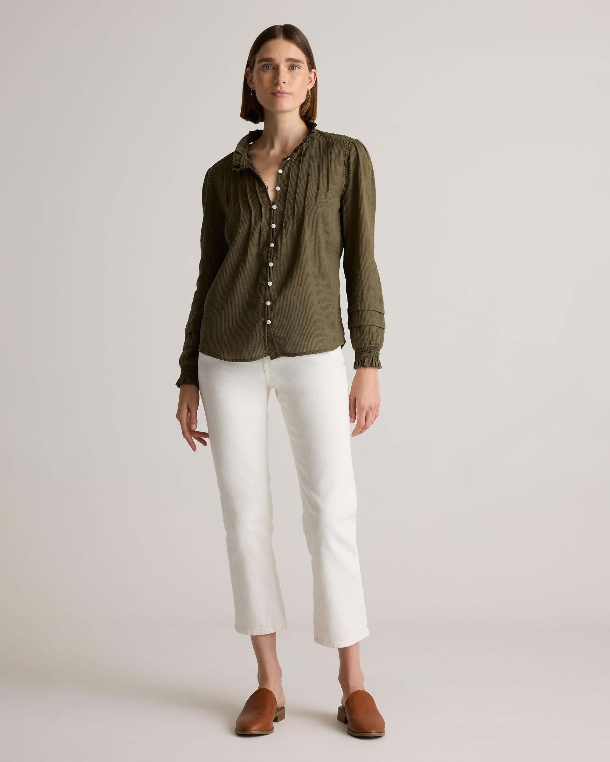 Quince | Women's Organic Textured Cotton Peasant Blouse Size XS, Organic Cotton Product Image