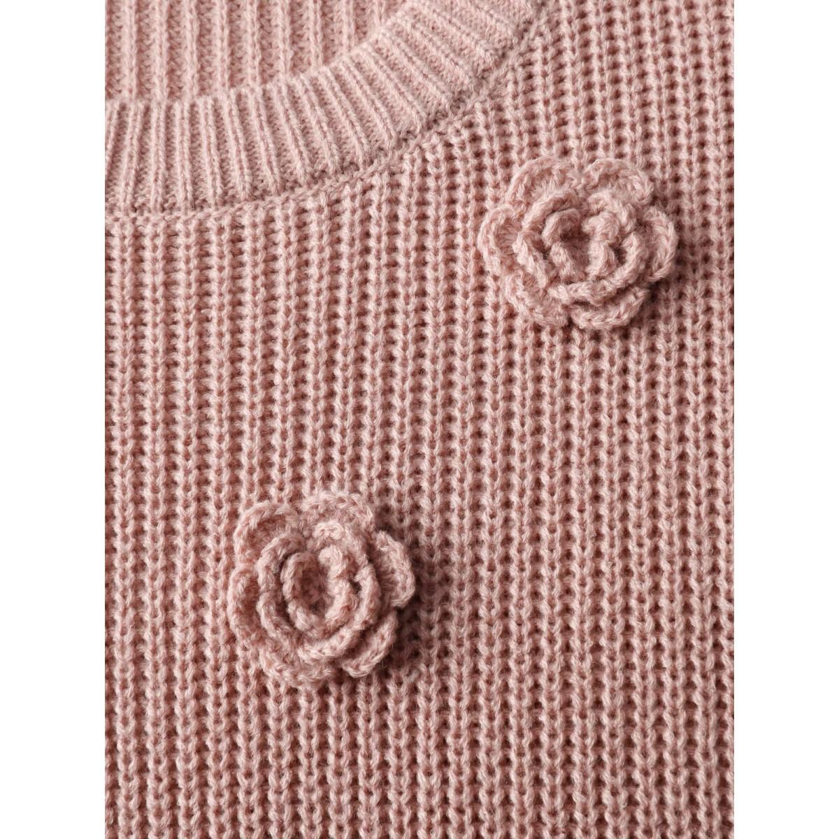 Plus Size 3D Floral Textured Pullover Dirtypink Women Leisure Loose Long Sleeve Round Neck Casual Pullovers BloomChic 18-20/2X Product Image