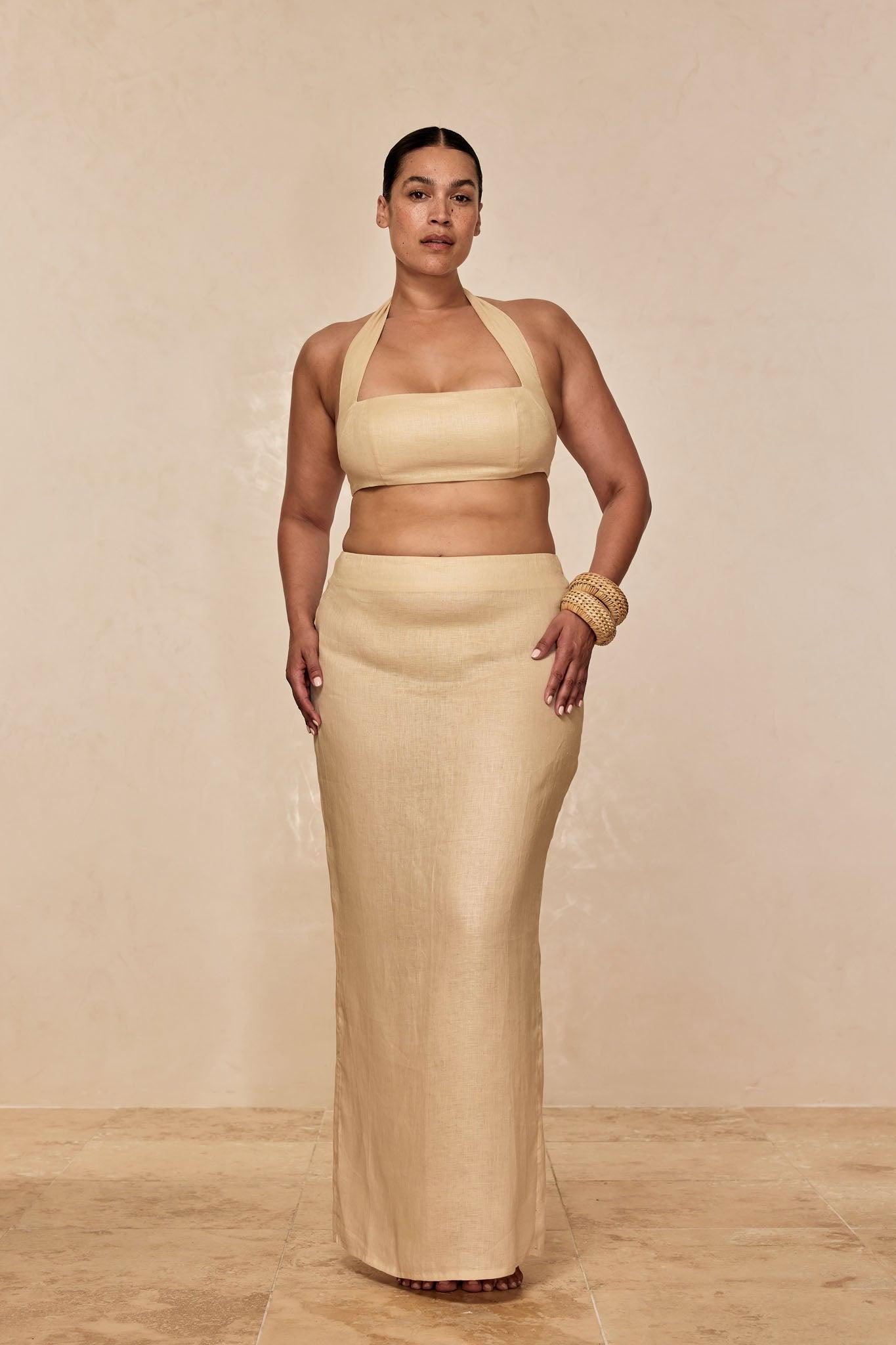 Fontelina Linen Skirt - Vanilla Linen Product Image