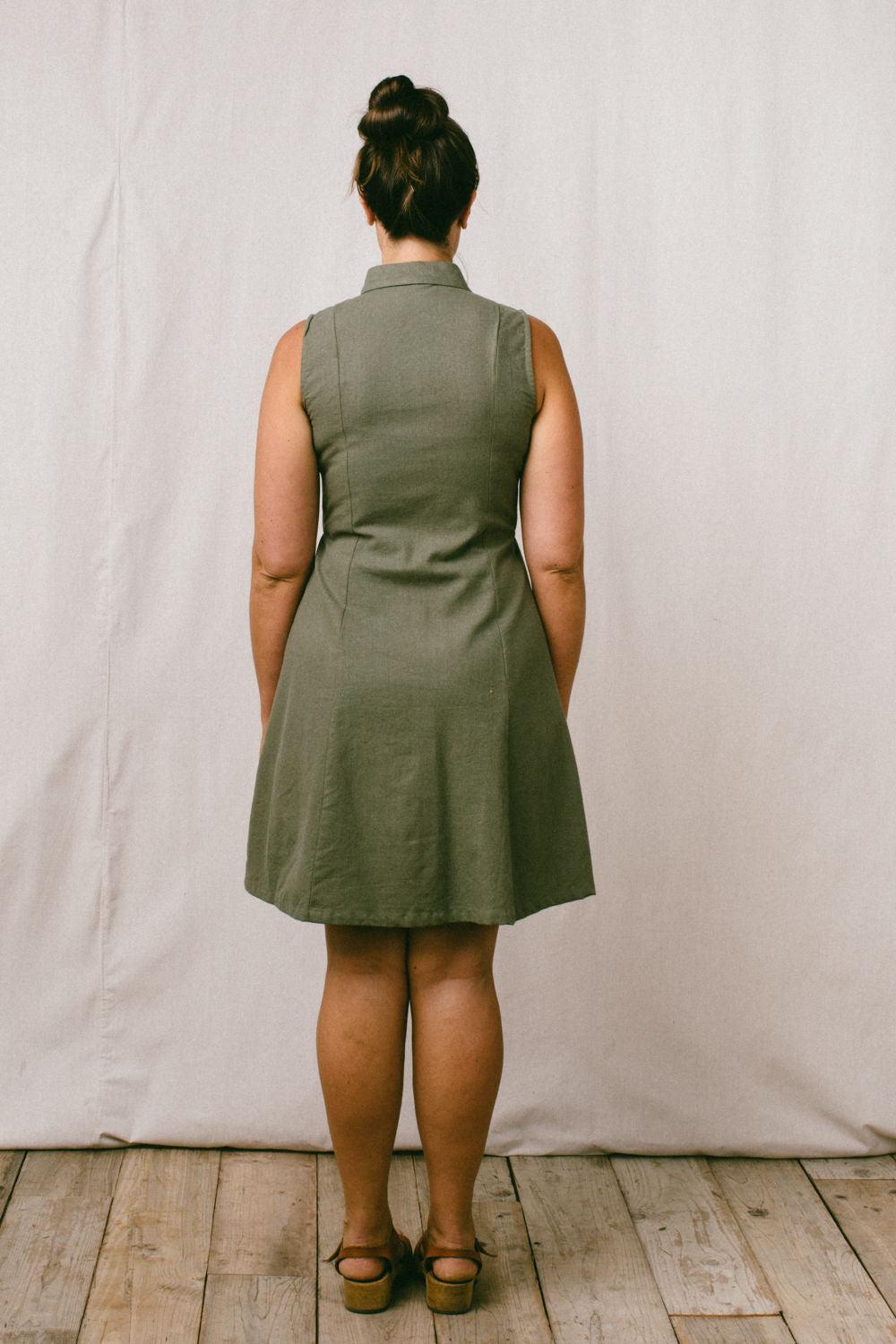 Mona Dress in Olive Linen Product Image