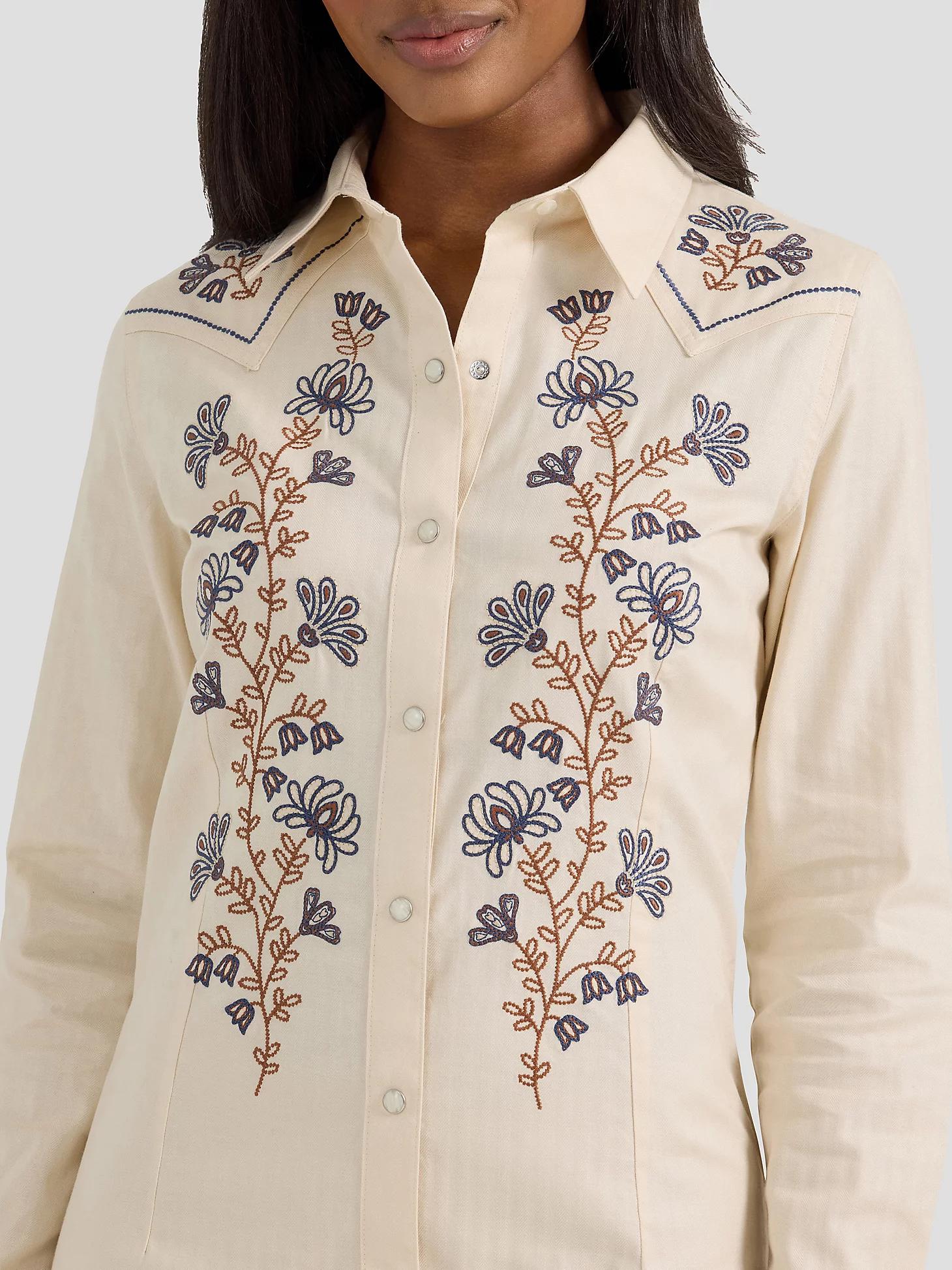 Women's Embroidered Wildflower Western Snap Shirt Dress | Women's DRESSES & JUMPSUITS | Wrangler® Product Image