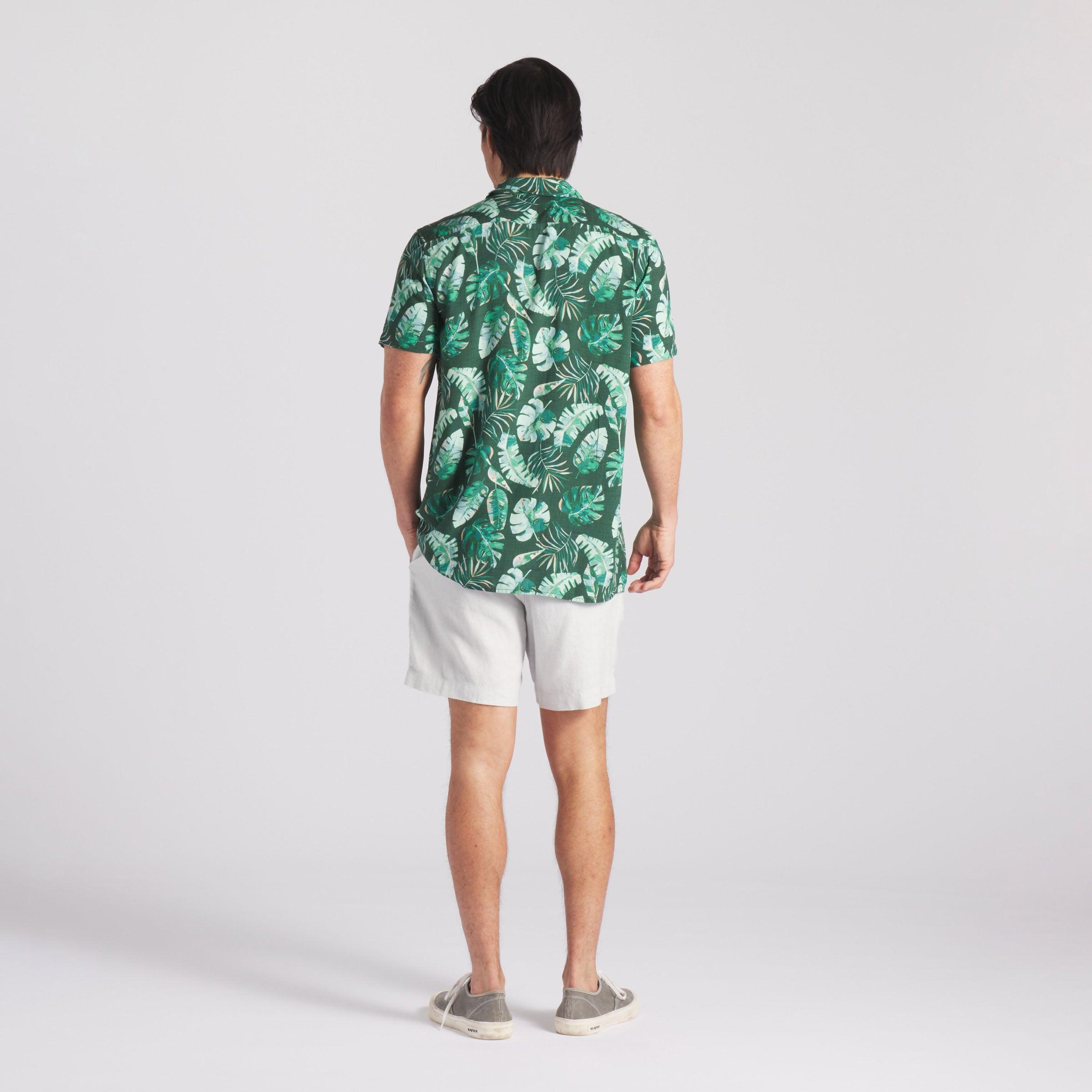 Vintage Hawaiian Camp Collar Shirt - Green Leaf Product Image