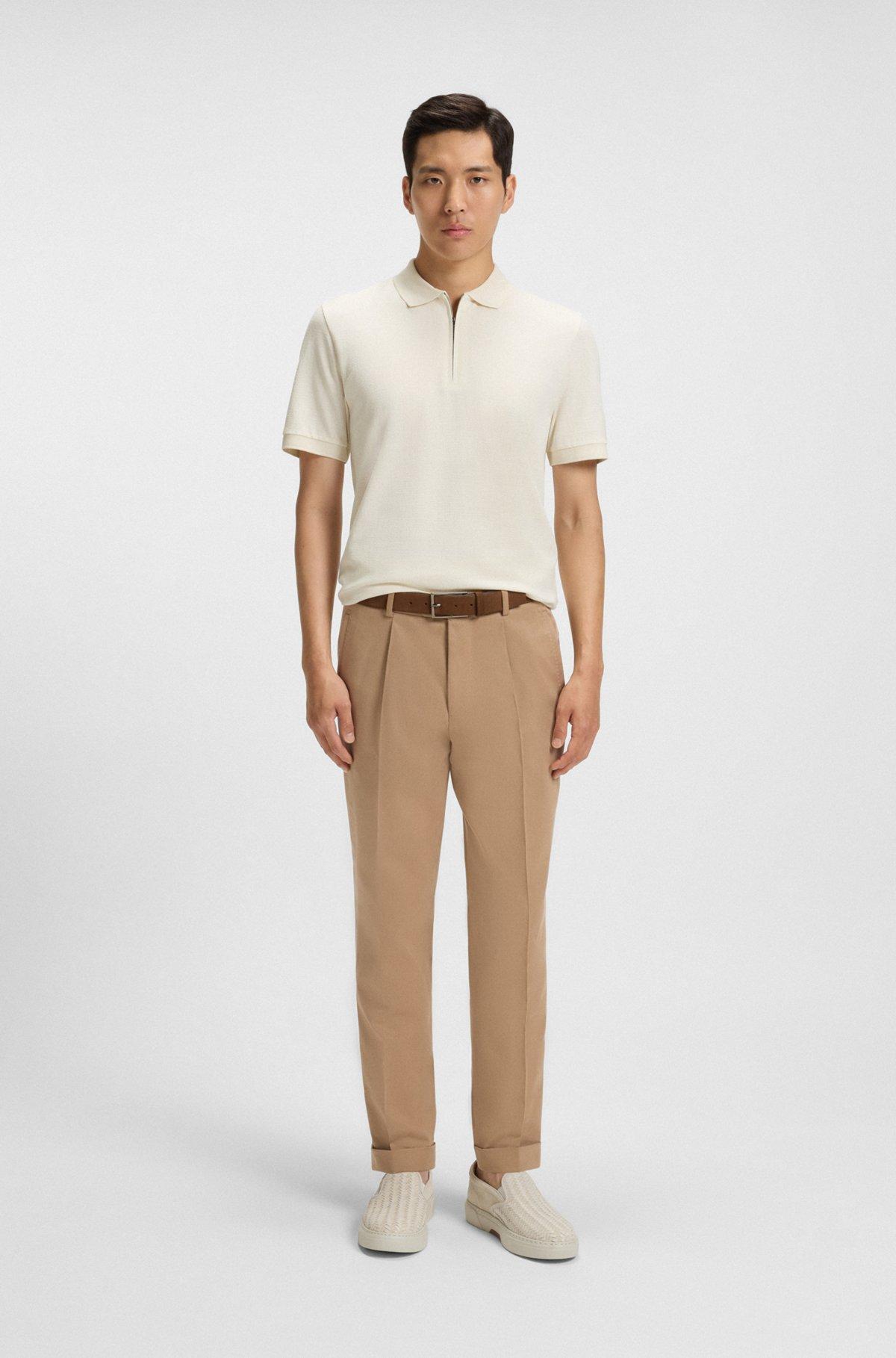 BOSS - Slim-fit polo shirt in mercerized-cotton jacquard - White Product Image