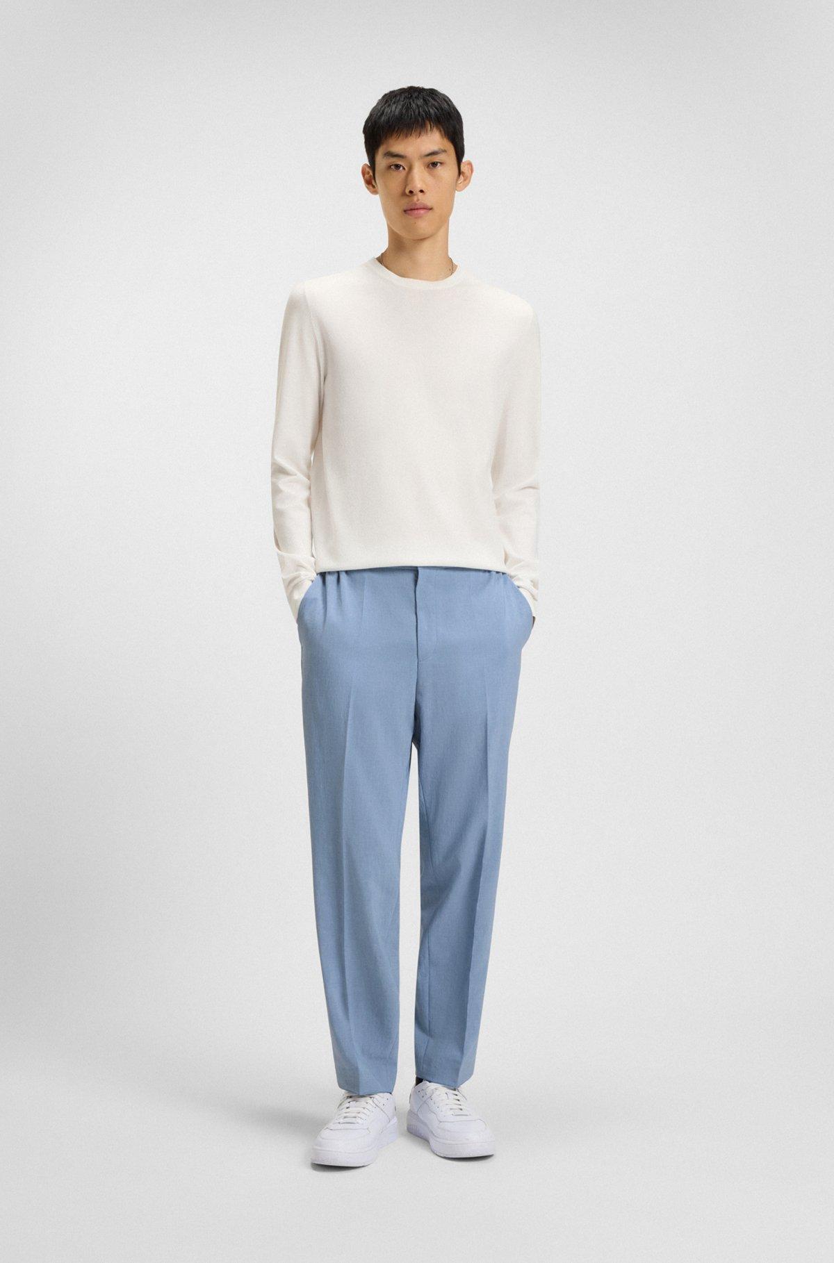 Slim-fit trousers in melange wrinkle-resistant fabric Product Image