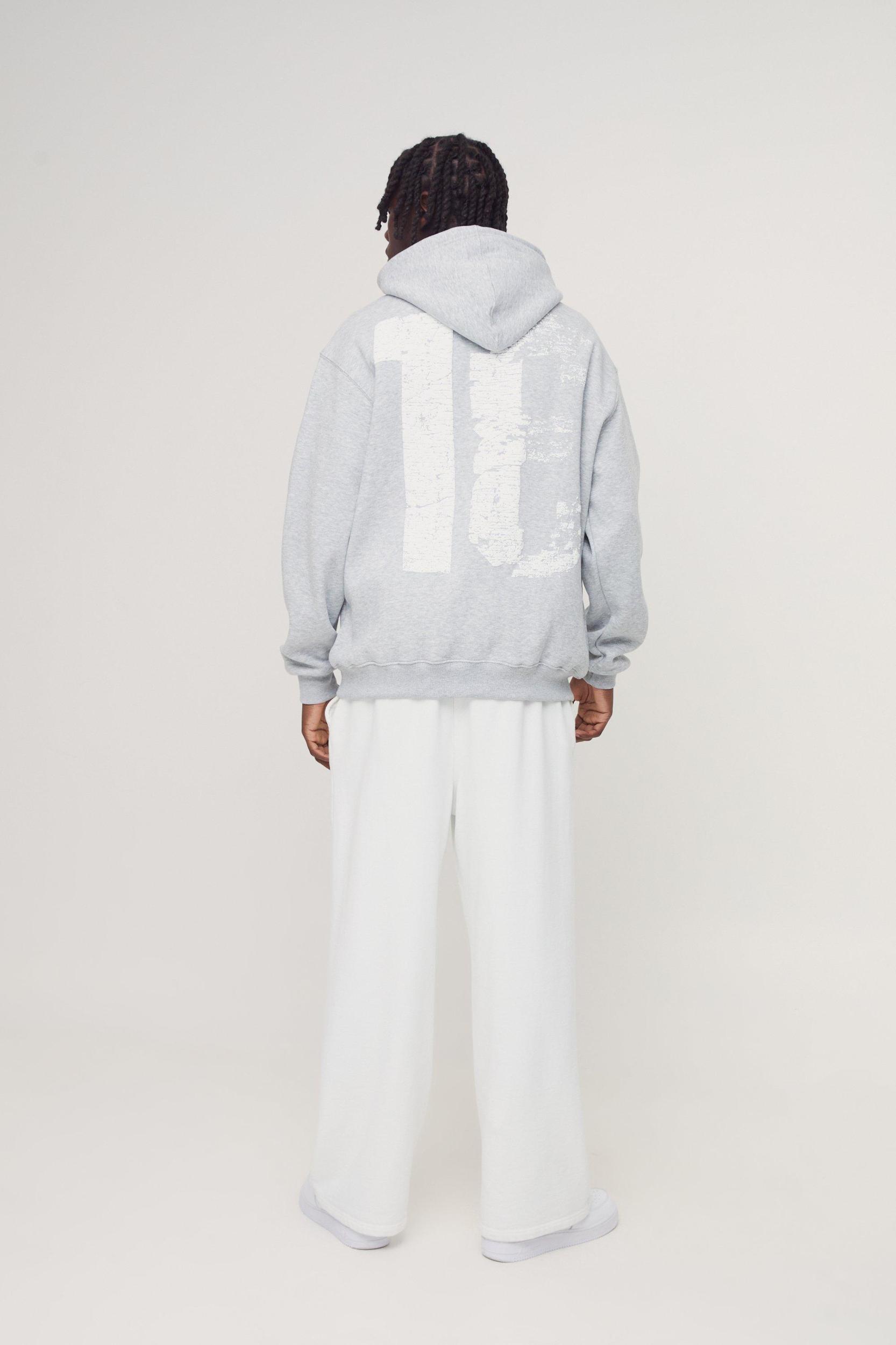 Oversized Puff Print 13 Varsity Graphic Hoodie | boohooMAN USA Product Image