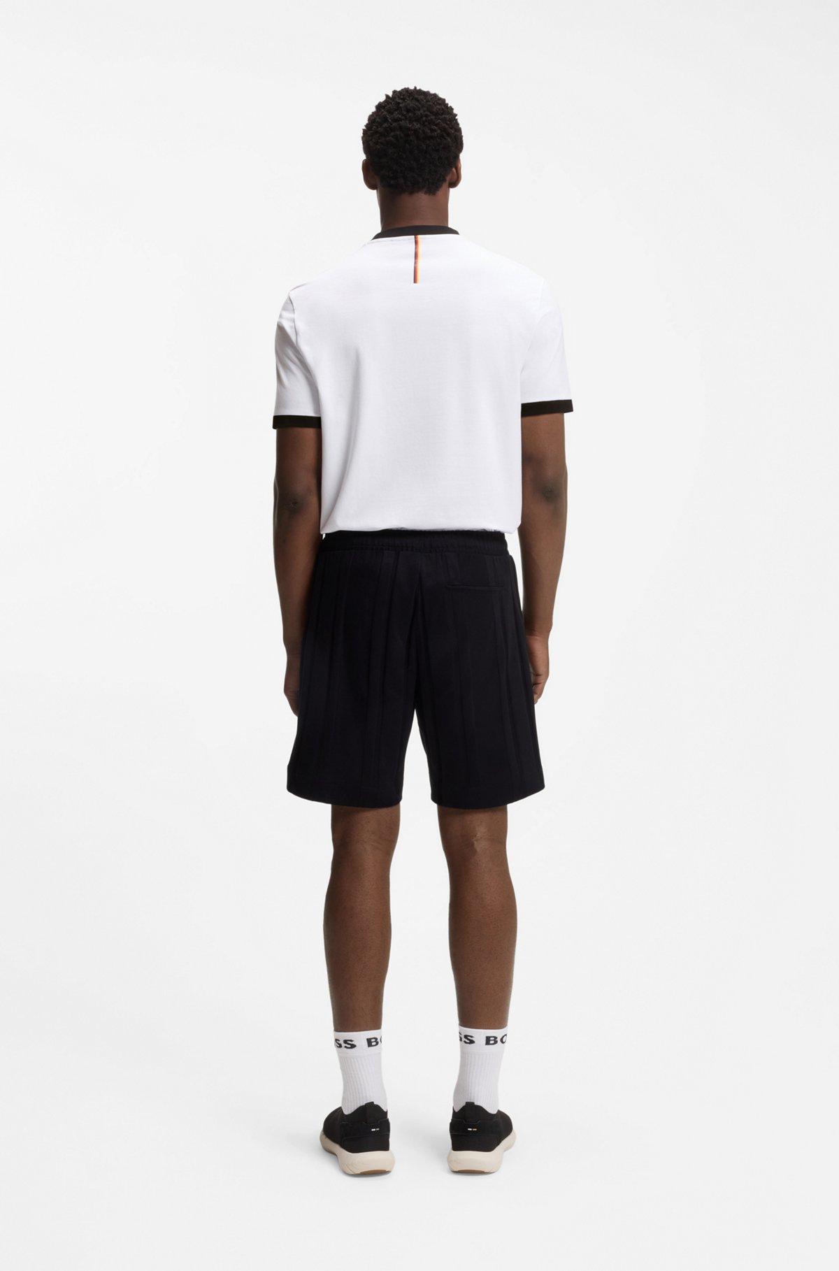 Stretch-cotton T-shirt with country flag and logo Product Image