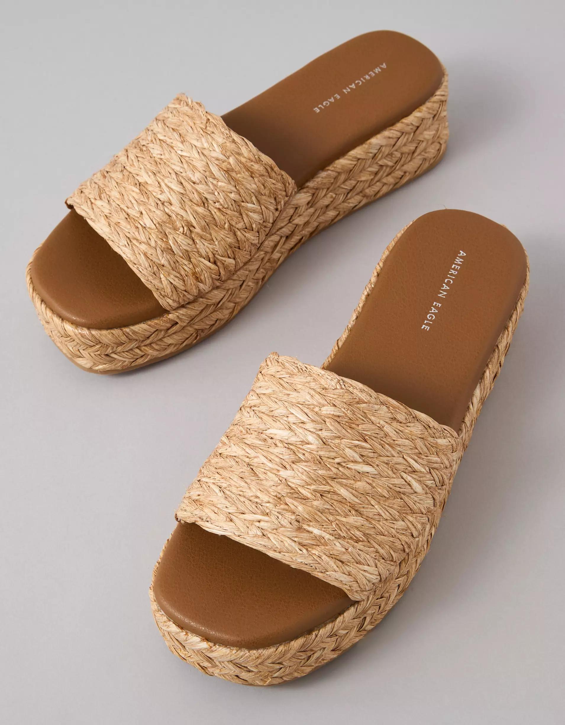 AE Raffia Espadrille Flatform Slide Sandal Product Image