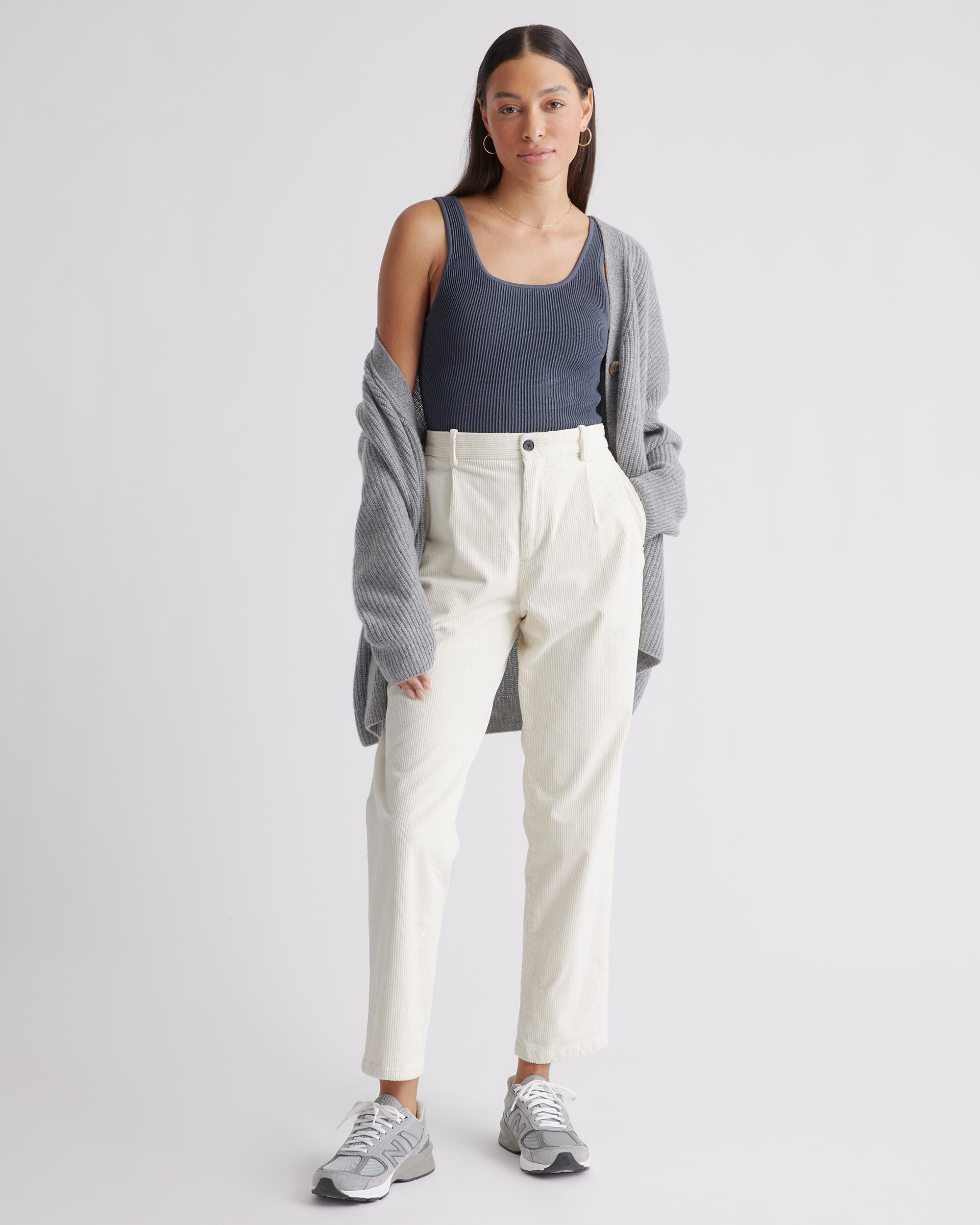 Quince | Women's Cropped Square Neck Ribbed Knit Tank Top Size XL, Recycled nylon/polyester/spandex Product Image