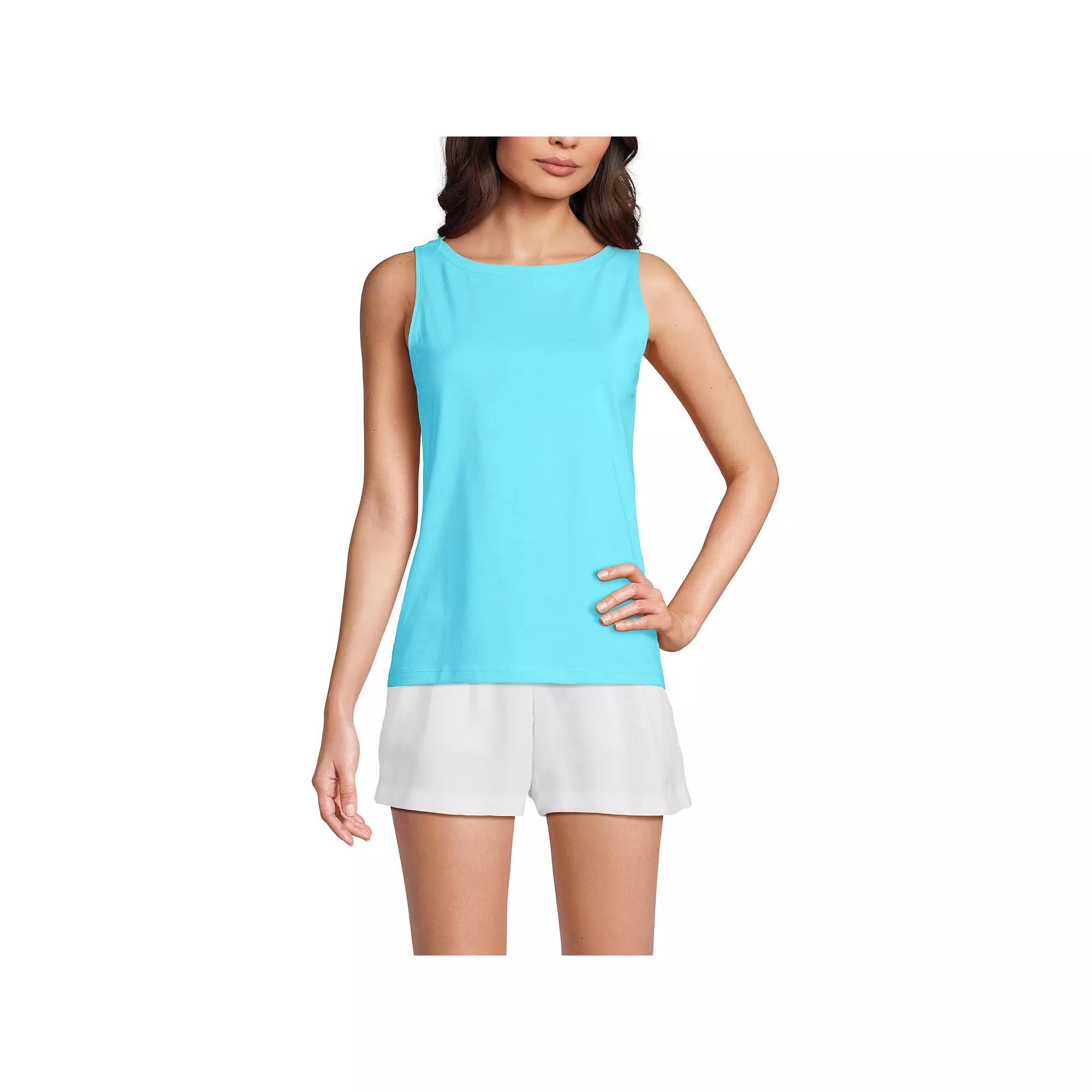 Women's Lands' End Supima Boatneck Cotton Tank Top,  Product Image