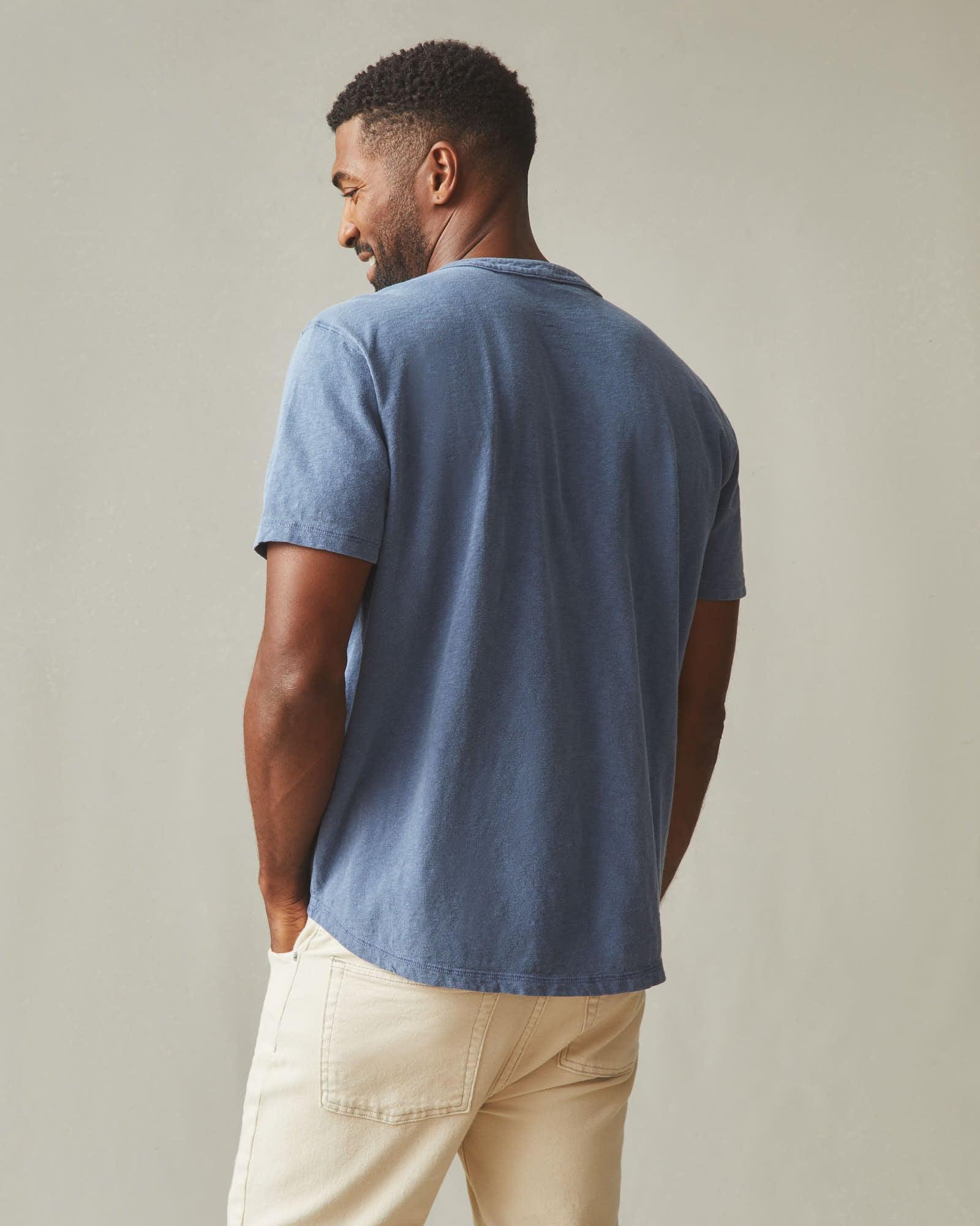 Men's Broken-In Premium Slub Henley Tee - Washed Denim Product Image