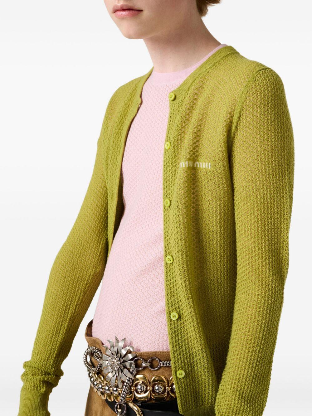 ribbed lace-motif cardigan Product Image