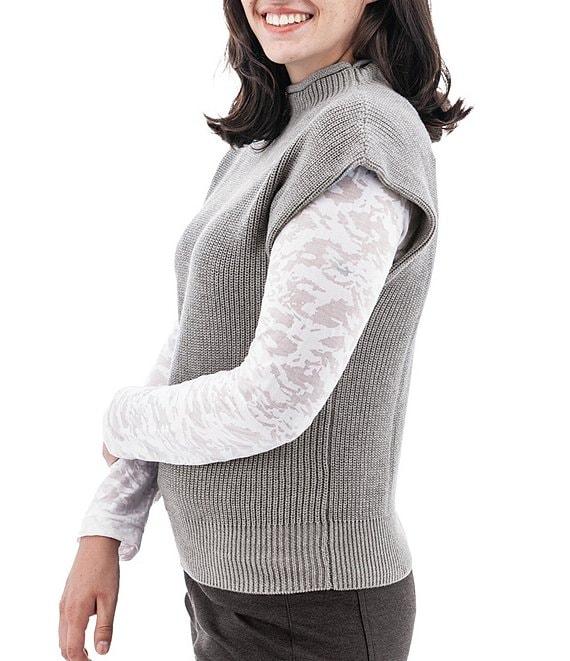Aventura Pine Vest Ribbed Knit Mock Collar Cap Sleeve Dolman Top Product Image