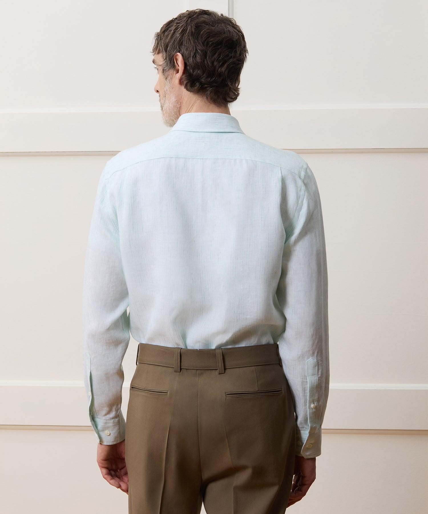 Italian Linen Spread Collar Dress Shirt Product Image