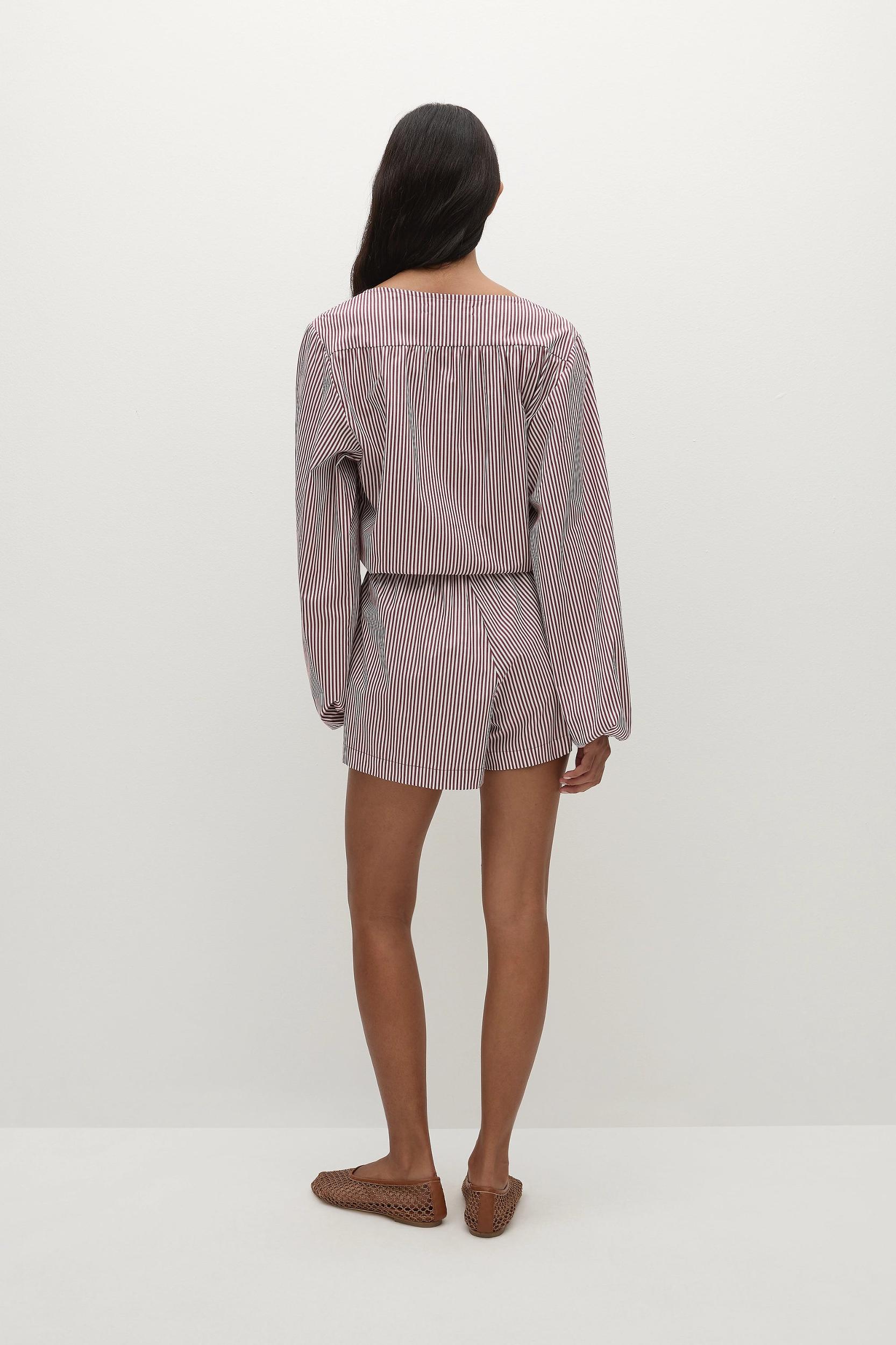 Janne Midi Dress Maia Stripe Burgundy - Final Sale Product Image