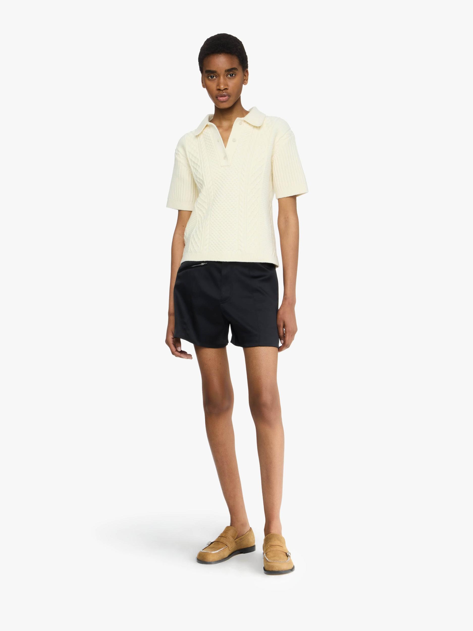 CROPPED CABLE KNIT POLO Product Image