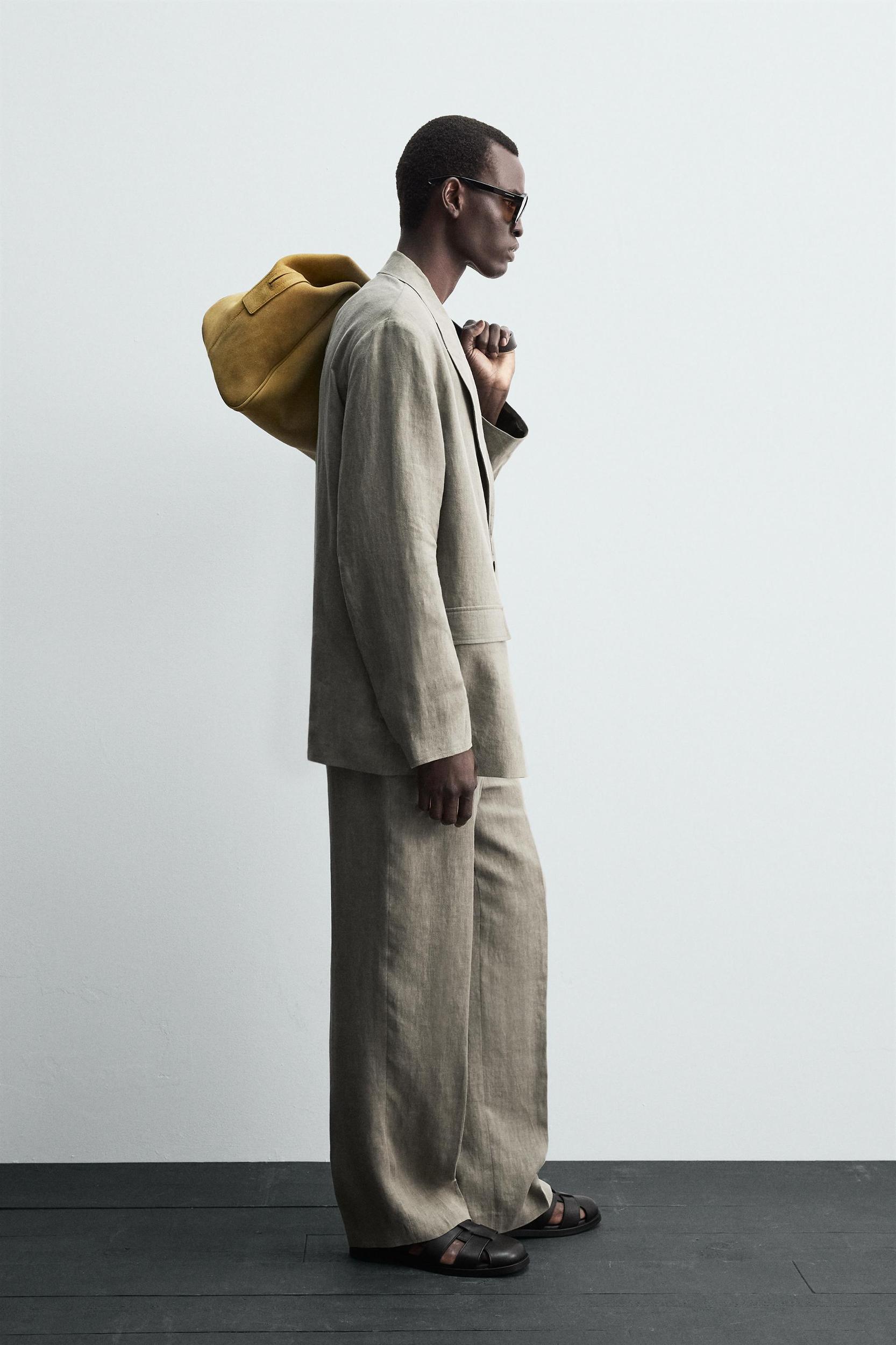 100% WASHED LINEN SUIT PANTS Product Image