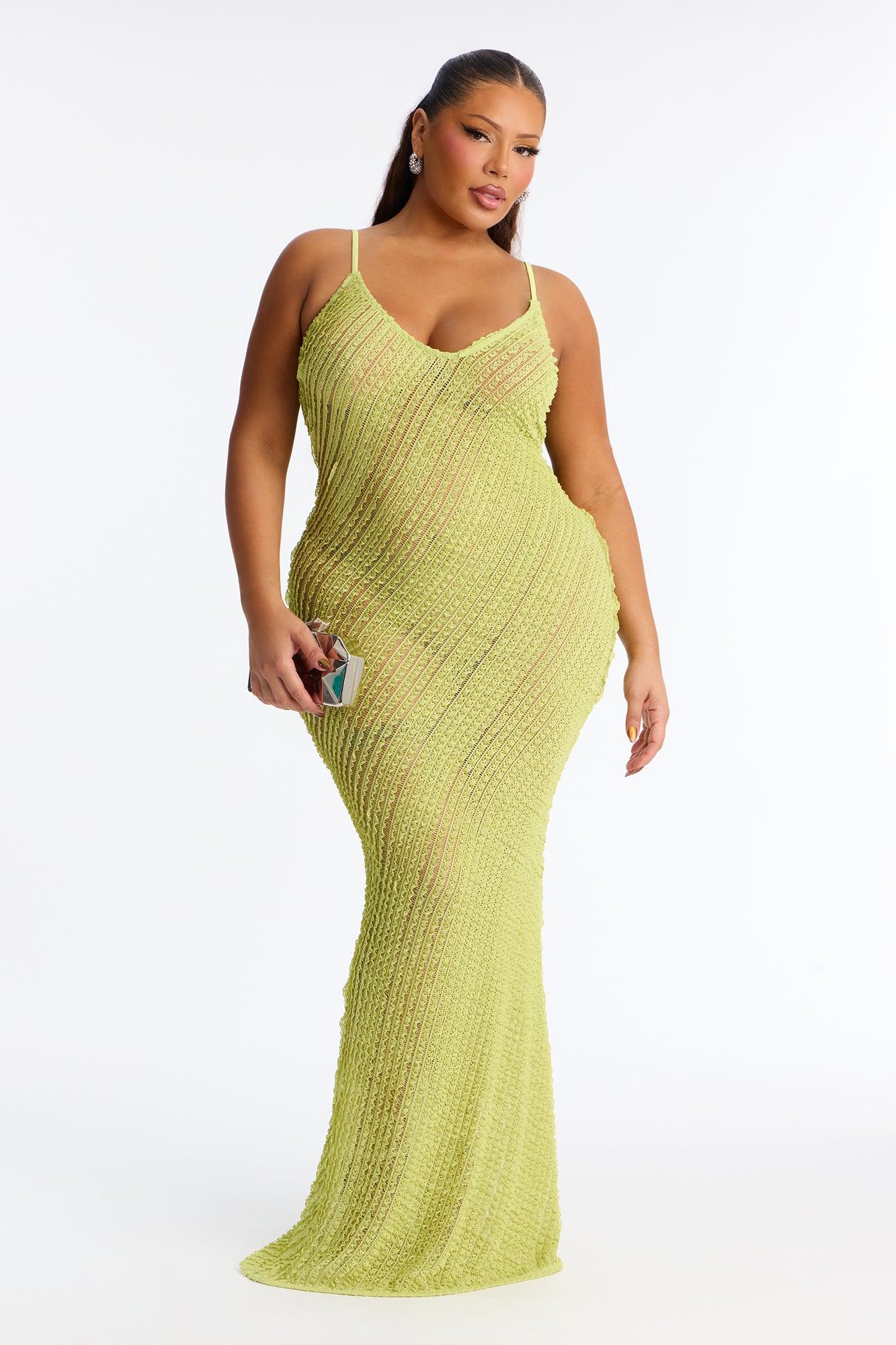 Bold Simplicity Textured Maxi Dress - Green Female Product Image
