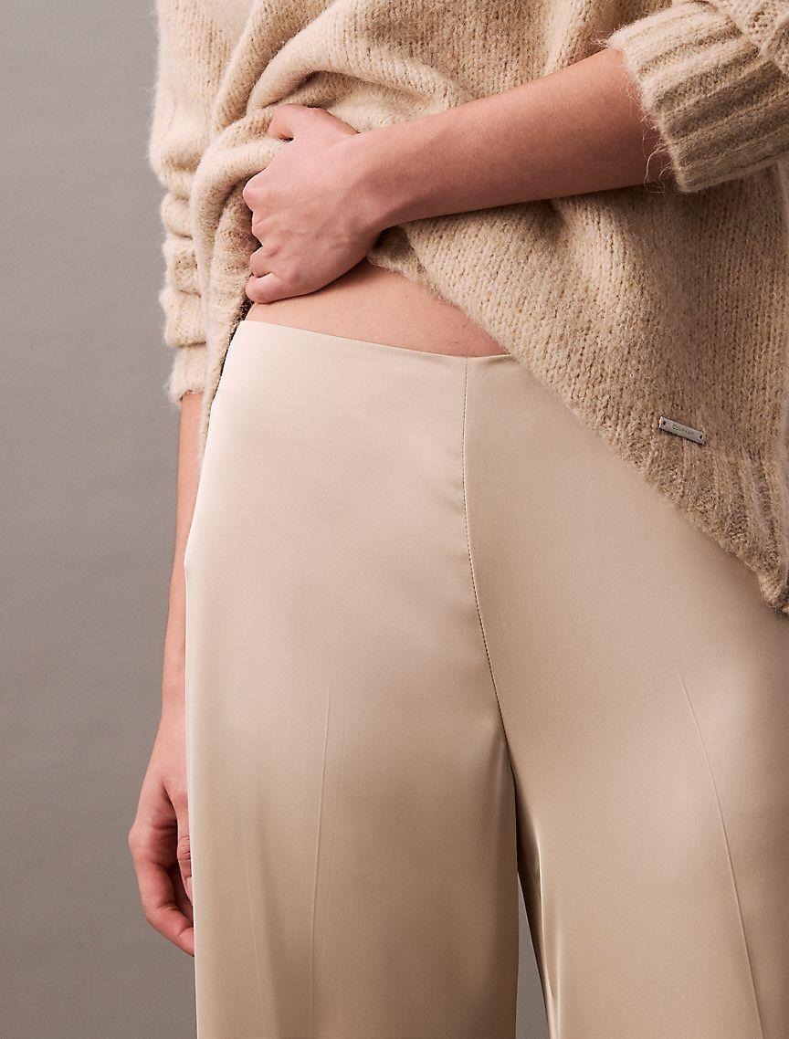 Satin Stretch Wide Leg Pants Product Image
