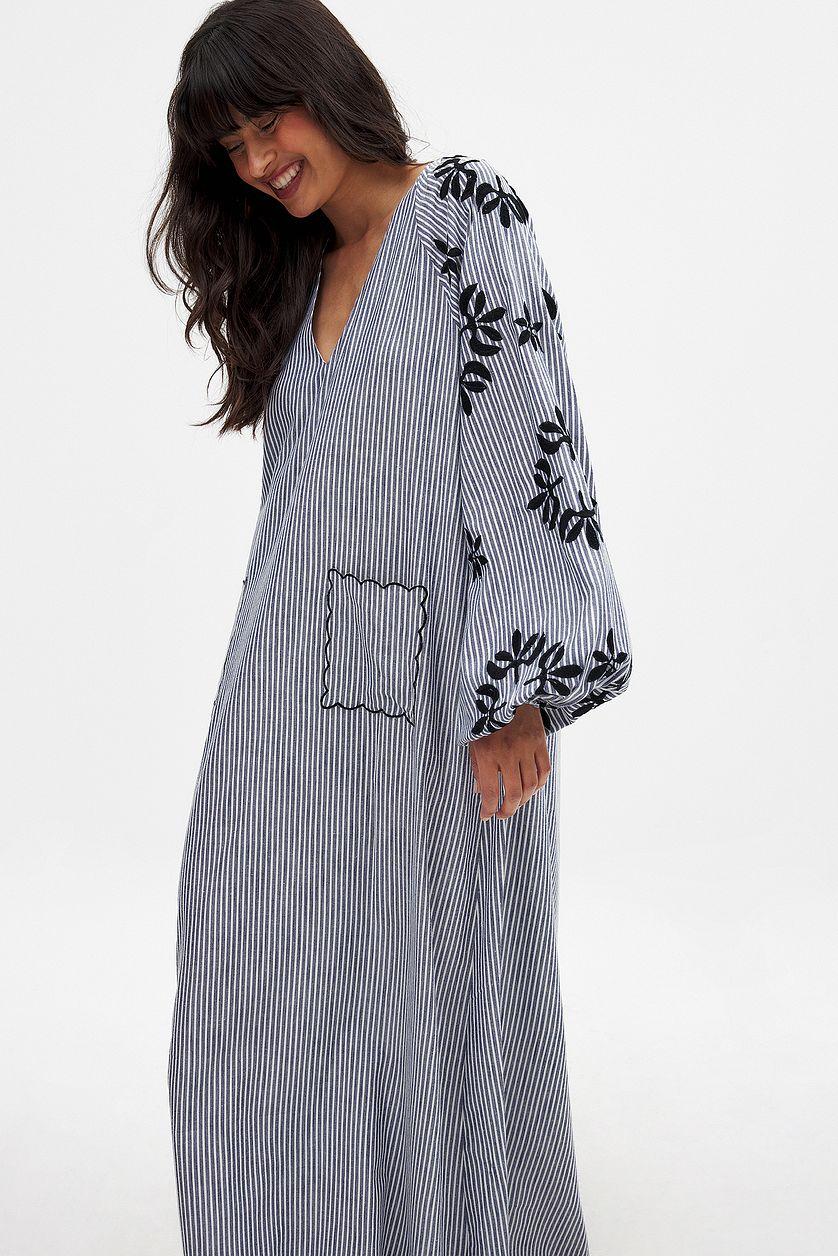 Embroidery Detail Long Sleeve Maxi Dress Product Image
