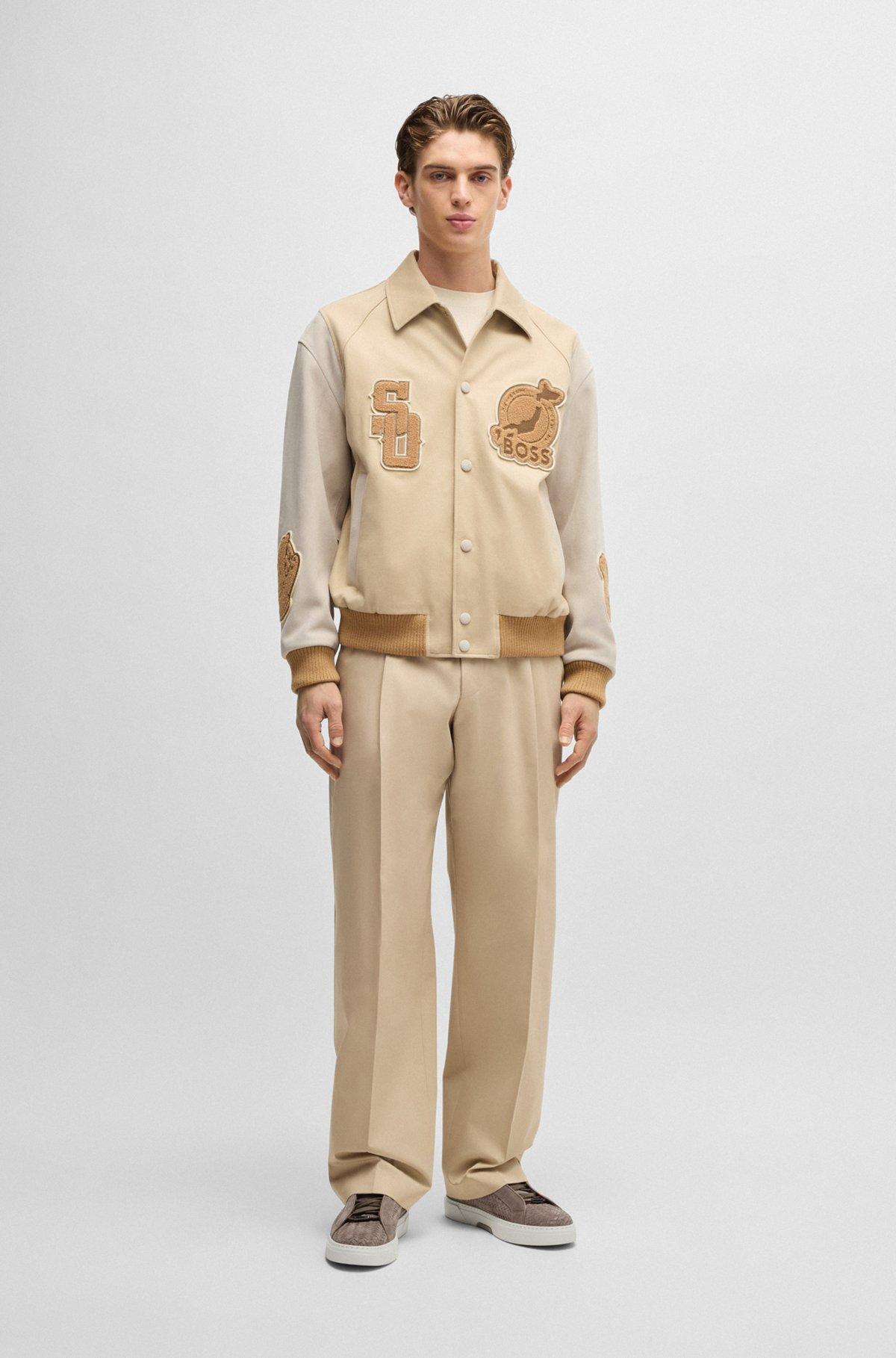 BOSS - BOSS SELECTED BY SHOHEI OHTANI Gary woven-suede trainers with hidden laces - Khaki Product Image