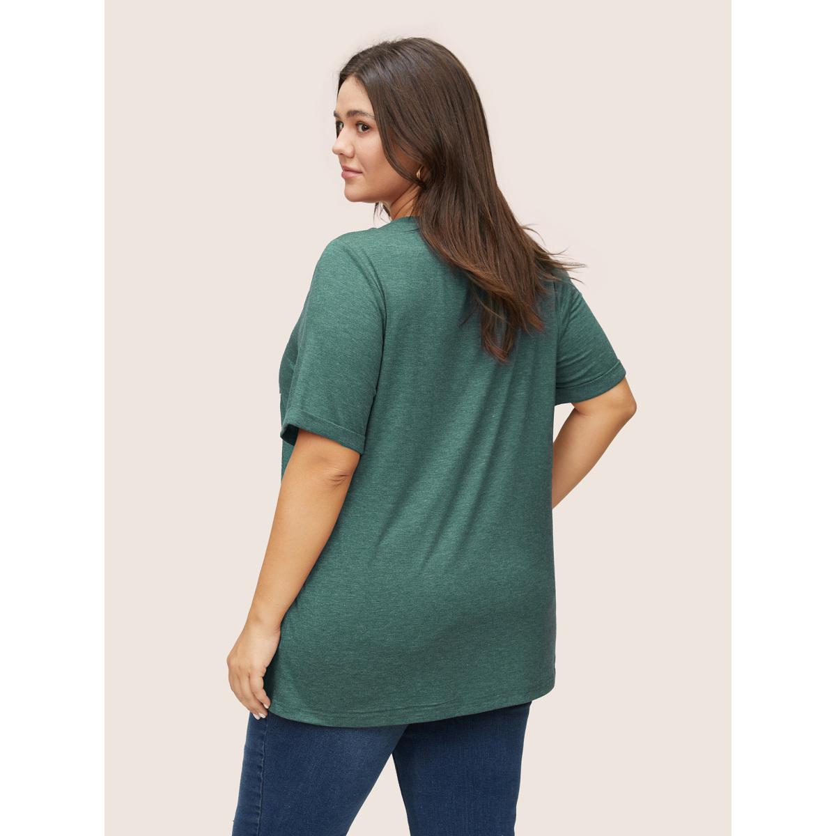 Plus Size Art & Design Elephant Print T-shirt Green Women Casual Non Art&design Round Neck Everyday T-shirts BloomChic 14-16/1X Product Image