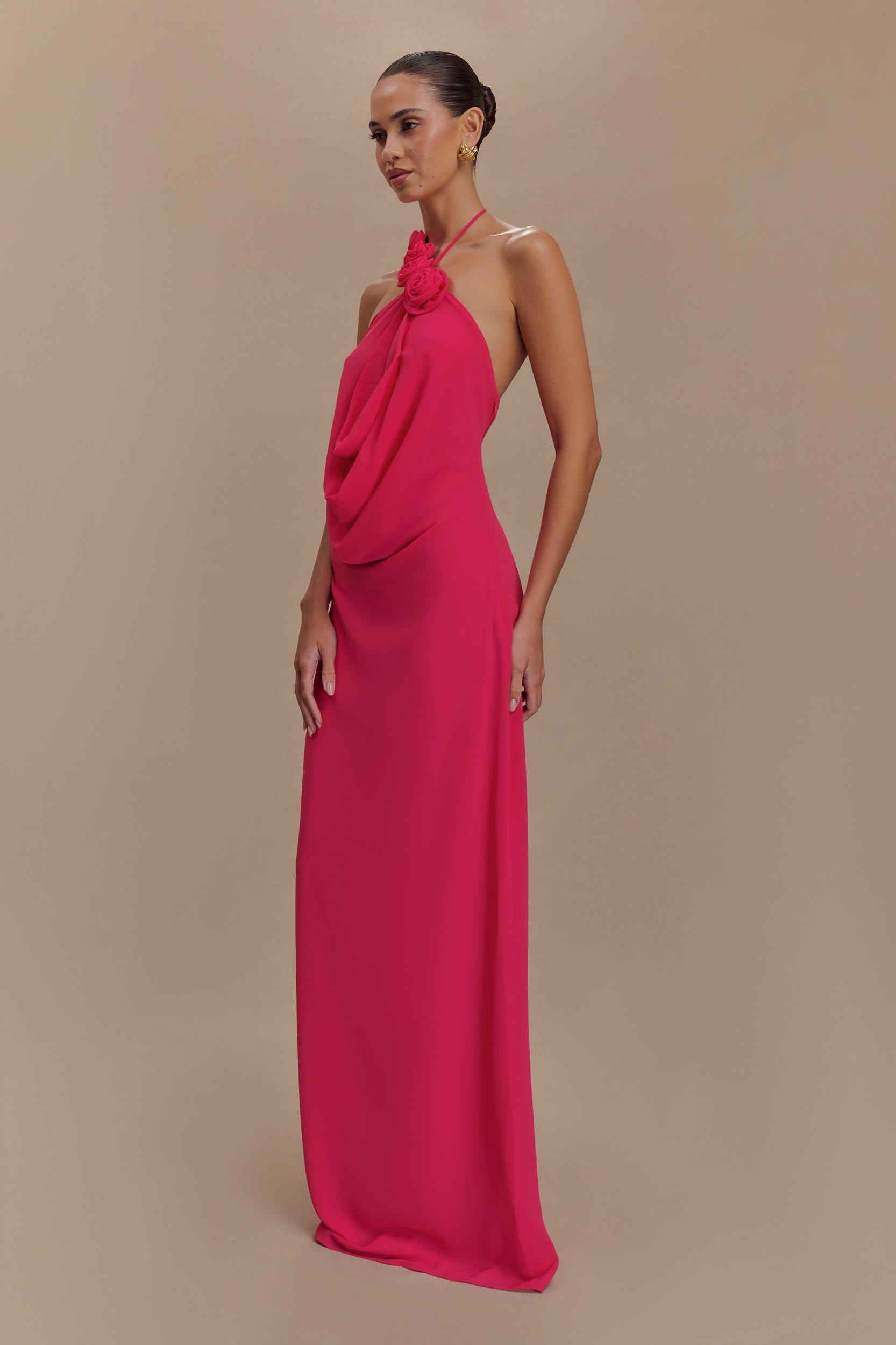 Rosalia Cowl Neck Maxi Dress - Raspberry Product Image