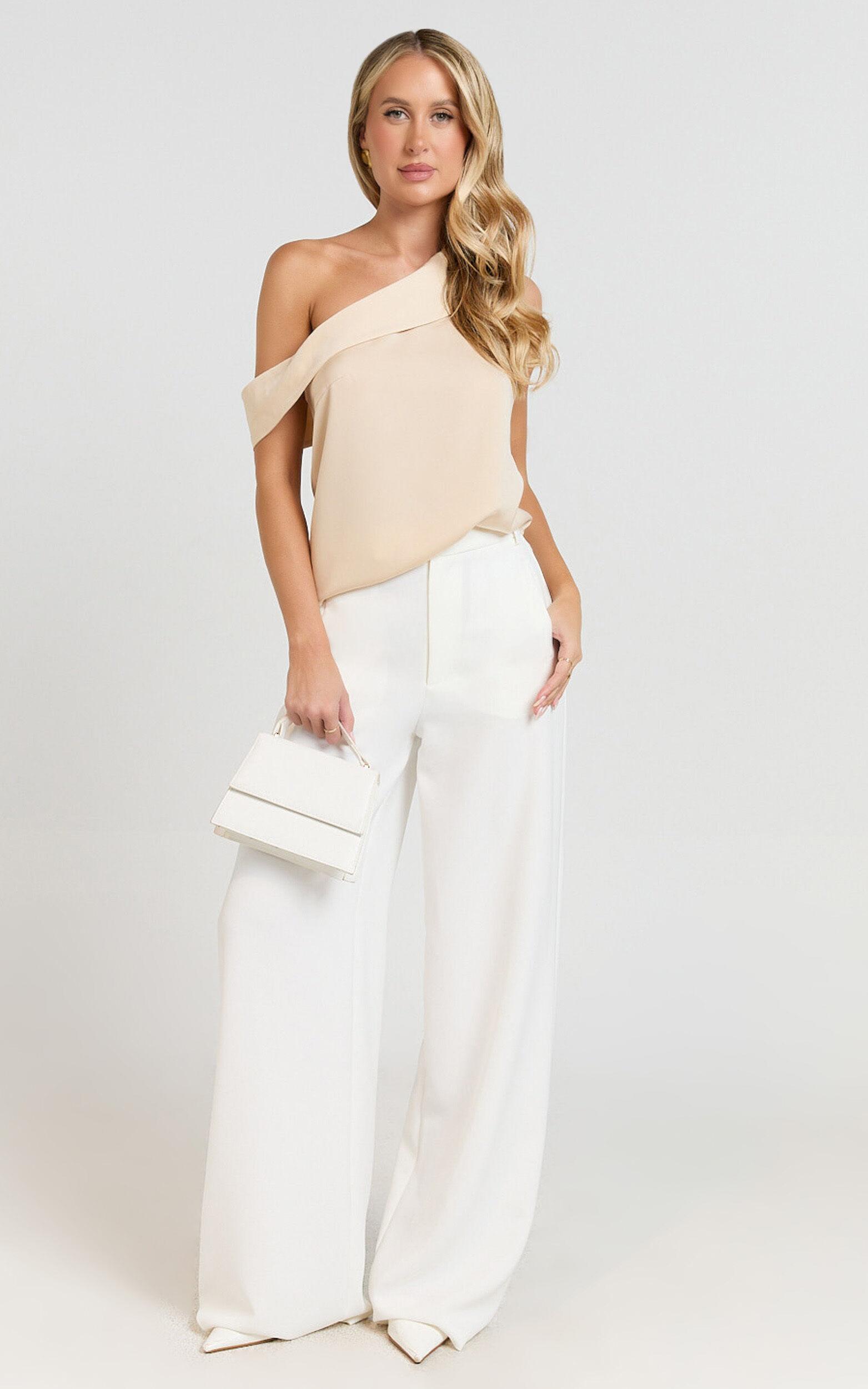 Indah Top - Draped Off Shoulder Top in Ivory Product Image
