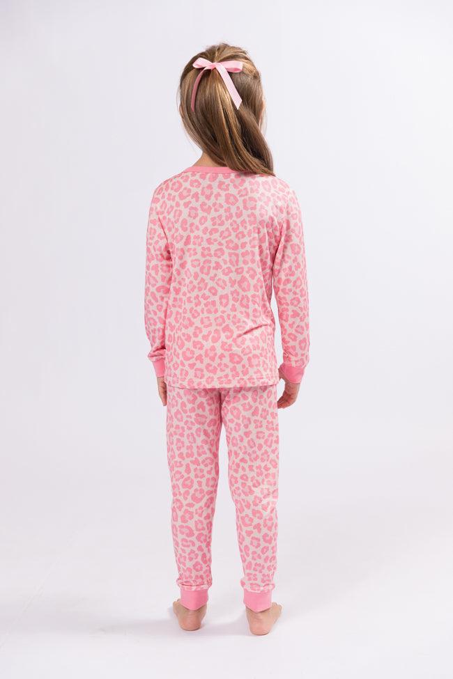 Kid's Sweet Dreams Pink Leopard Pajama Set FINAL SALE Product Image