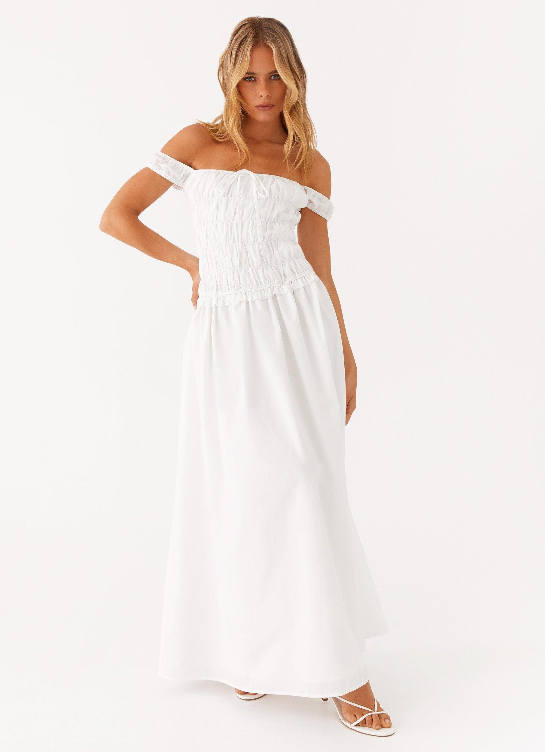 Countryside Off Shoulder Maxi Dress - Ivory Product Image