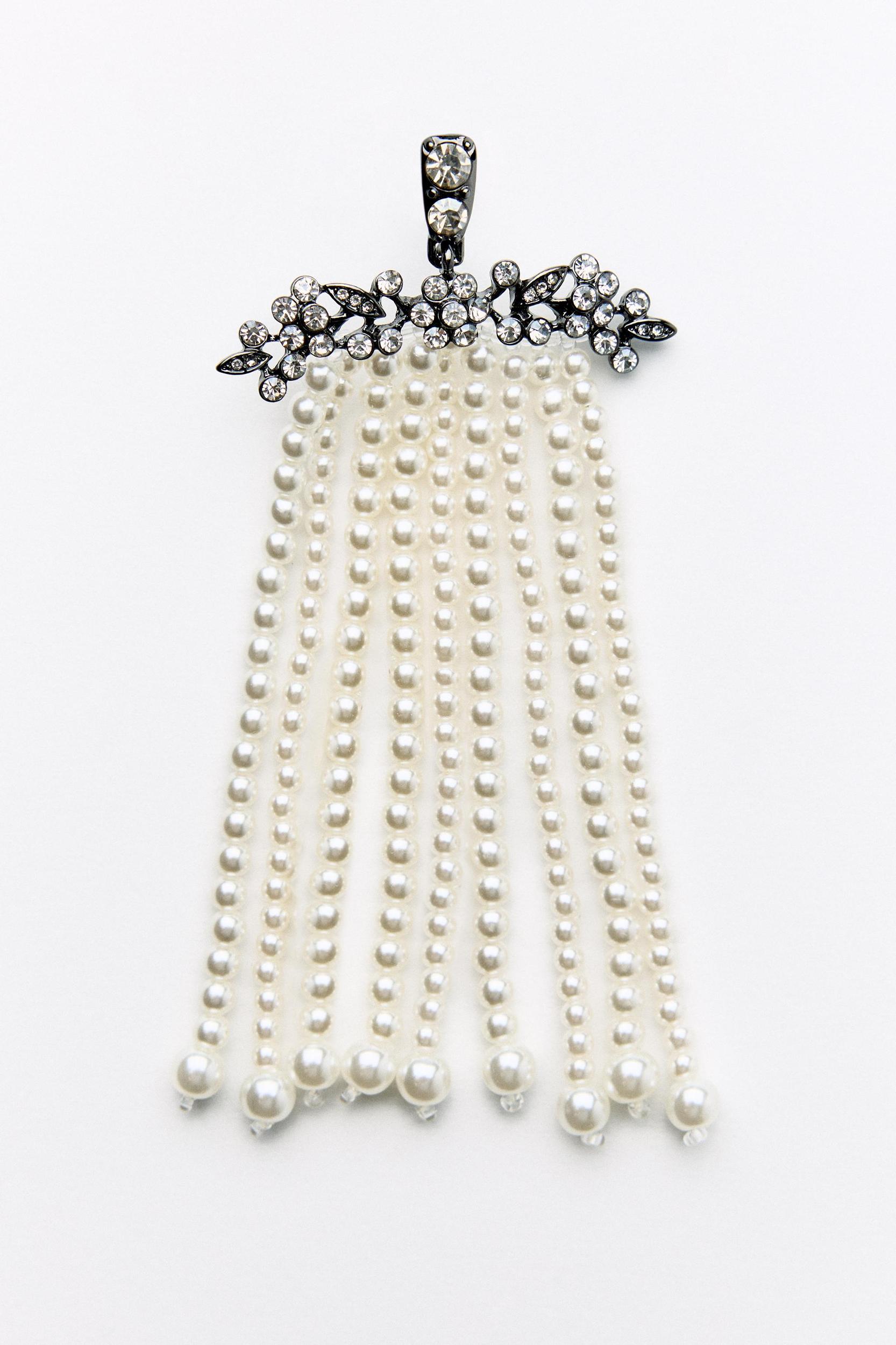 RHINESTONE PEARL WATERFALL EARRINGS Product Image