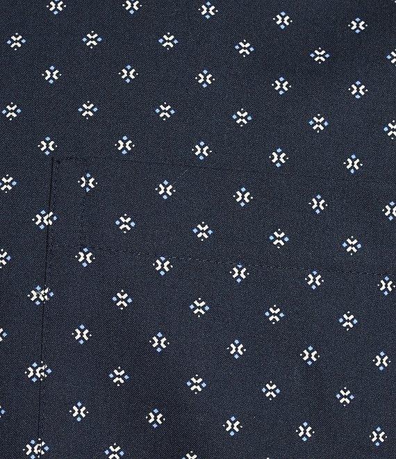 Roundtree & Yorke Long Sleeve Diamond Geo Print Poplin Sport Shirt Product Image