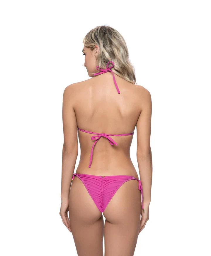 PQ Cosmo Pink Ruched Triangle Bikini Top FINAL SALE Product Image